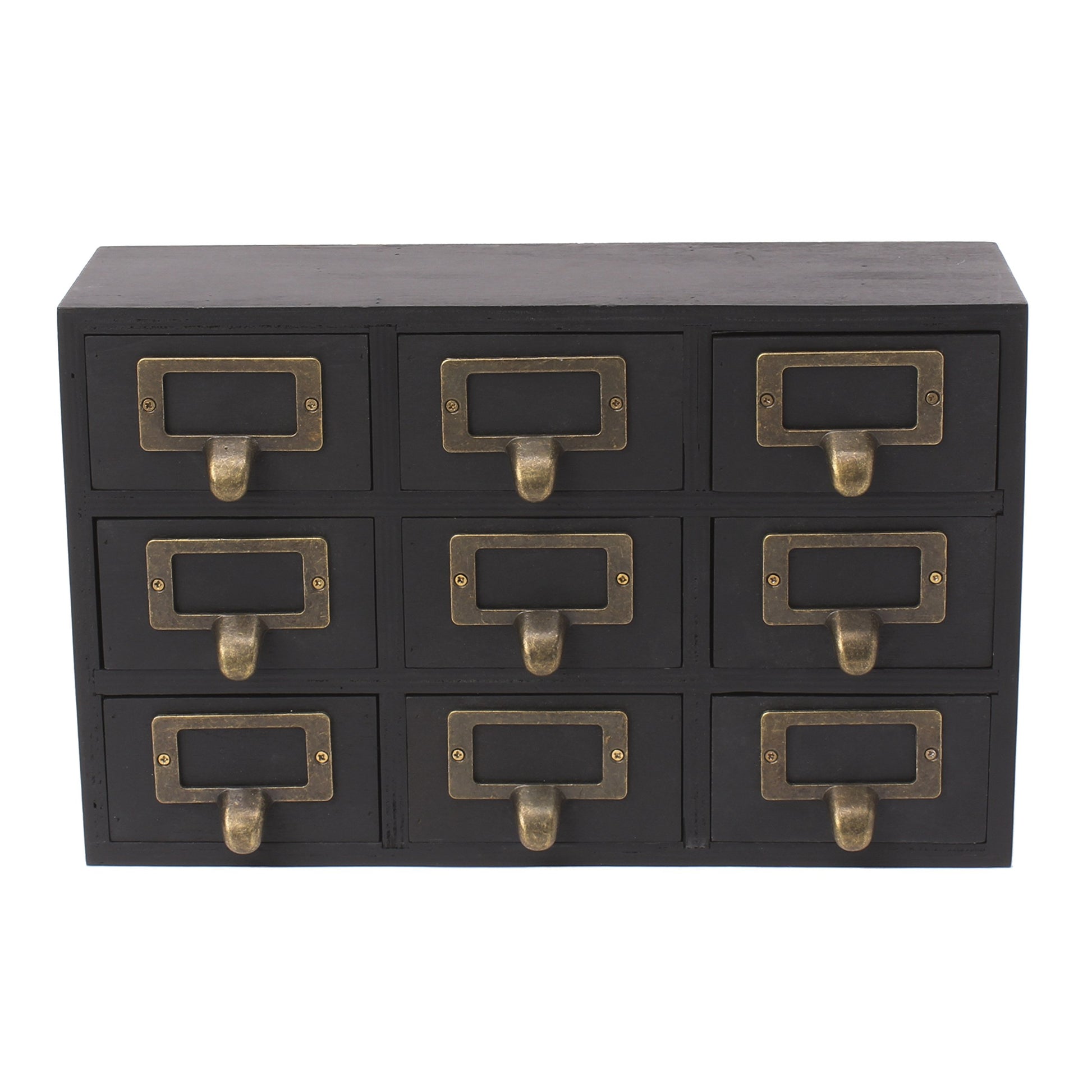 Kate and Laurel Apothecary Wood Desk Drawer Set, 9 Drawers, Rustic Black