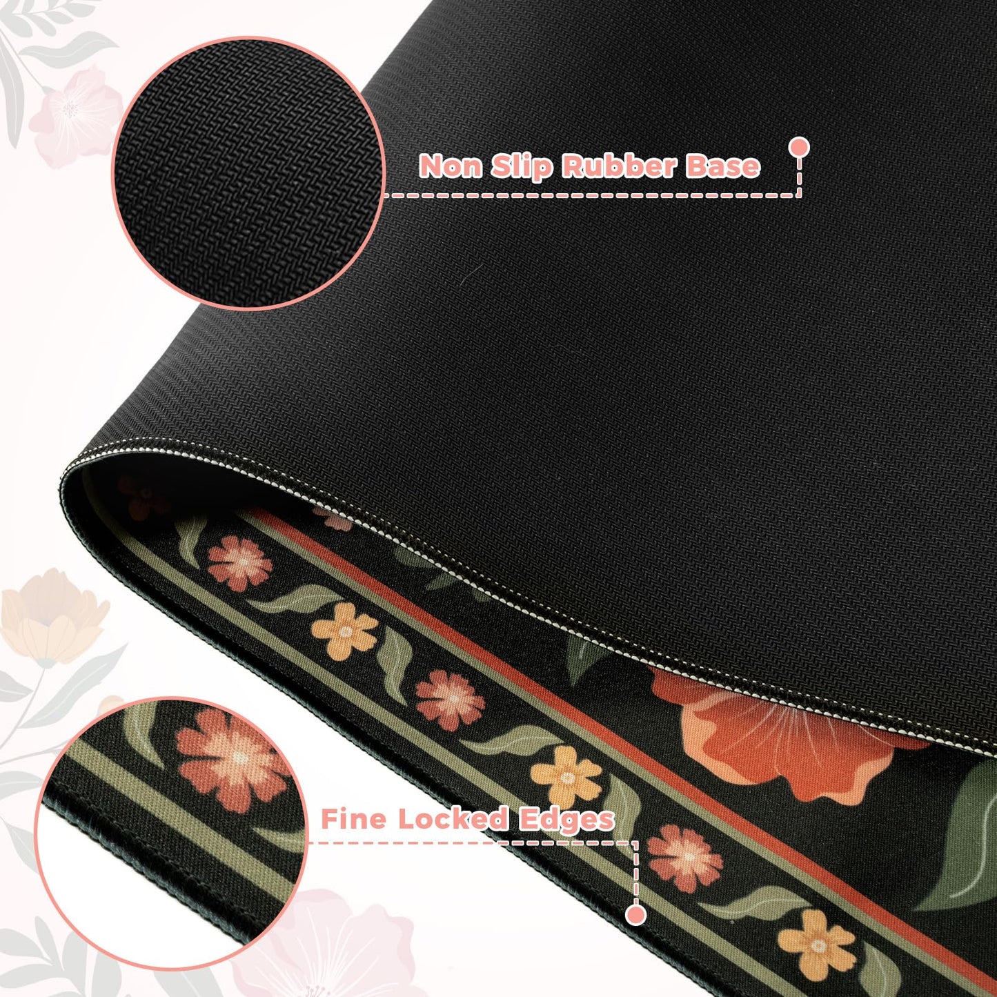 iLeadon Cute Desk Cover Mat, Large Floral Desk Pad for Keyboard and Mouse