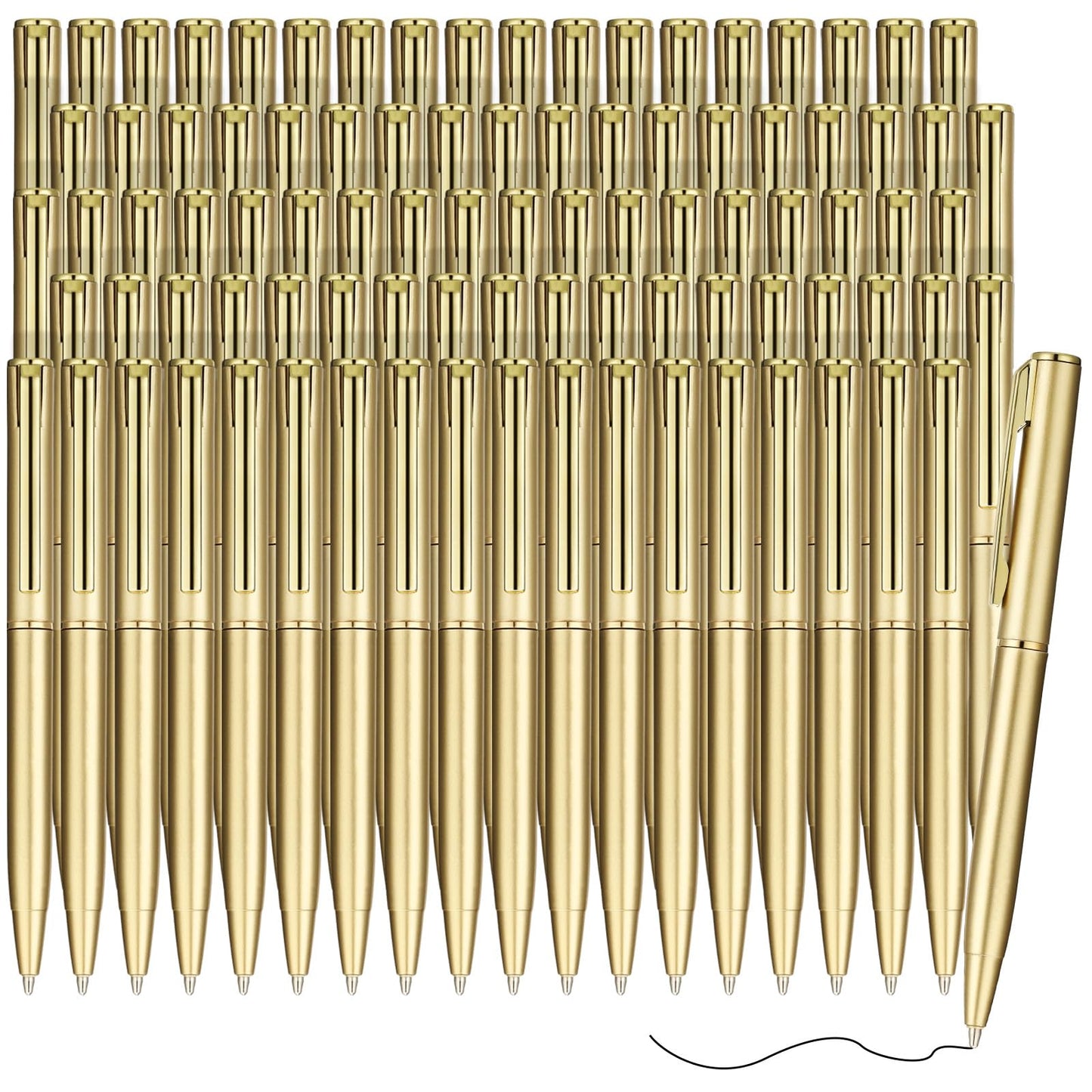 Teling 72 Pcs Small Ballpoint Pen Mini Pens Bulk 4 Inch,Gold