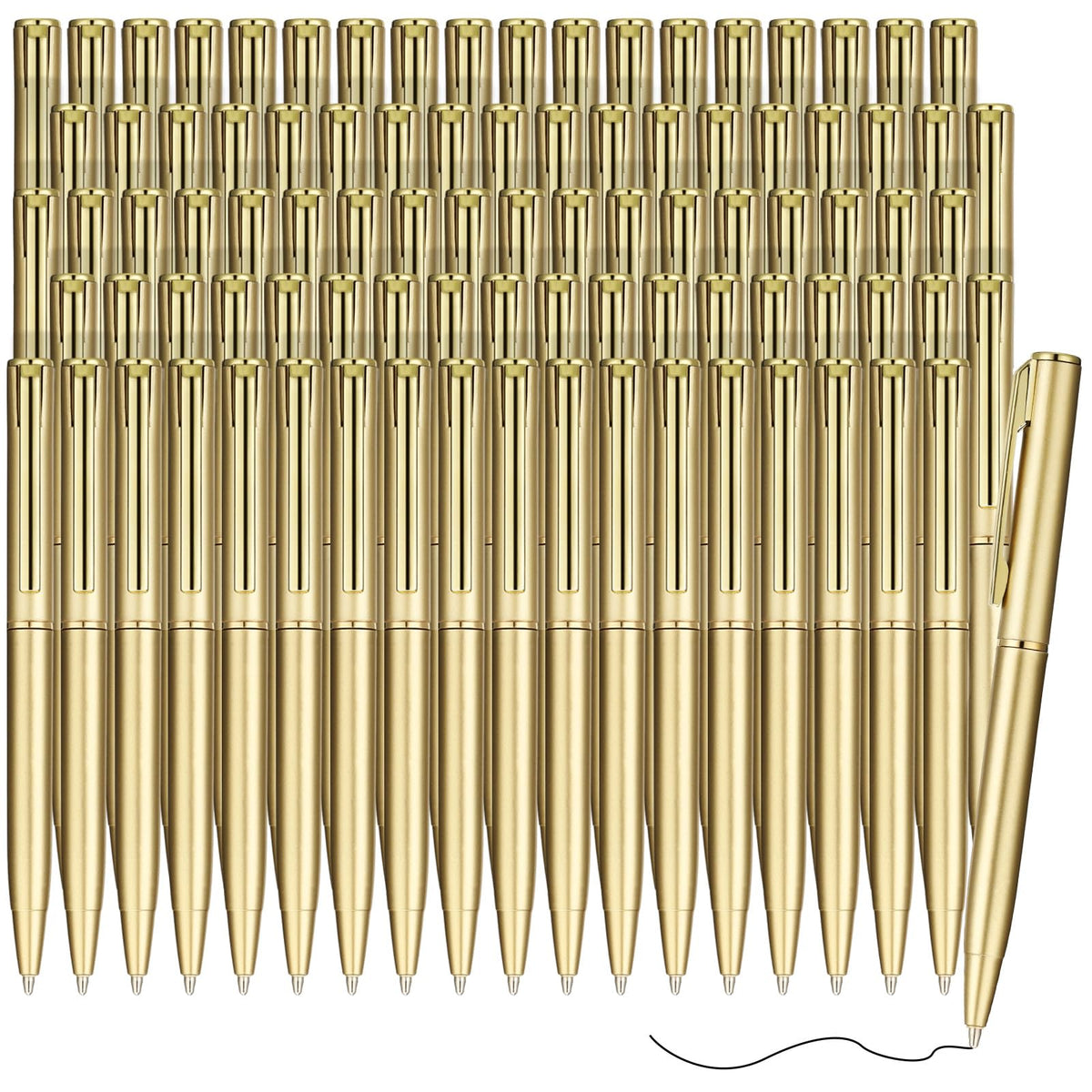 Teling 72 Pcs Small Ballpoint Pen Mini Pens Bulk 4 Inch,Gold