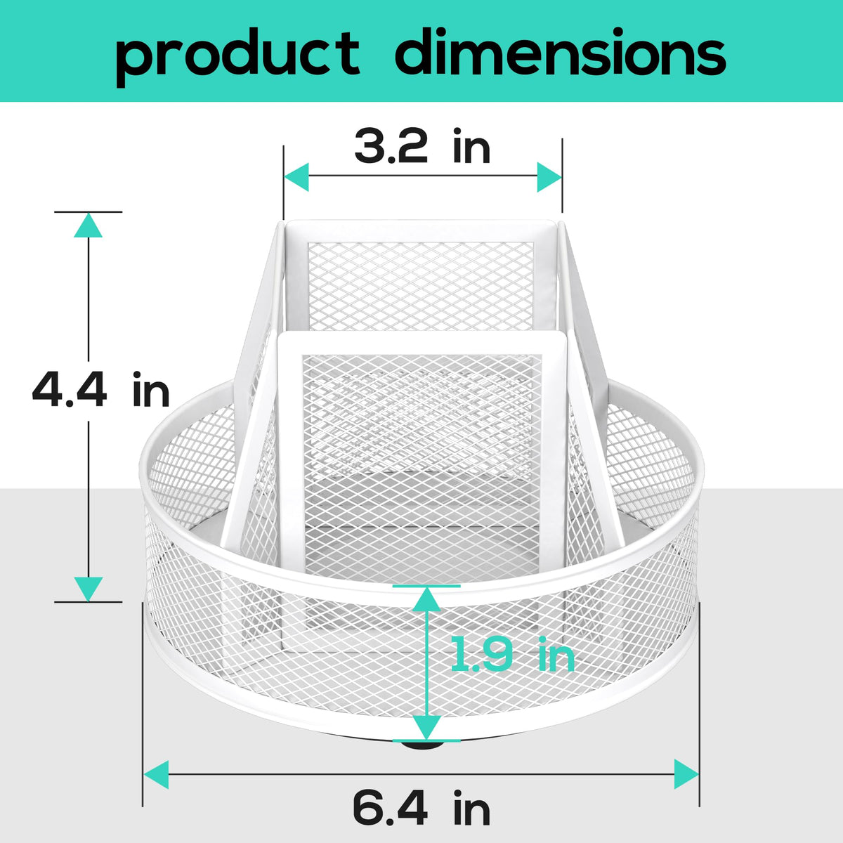 YINGHUA 360°Rotating Mesh Desk Organizer & Pen Holder - White