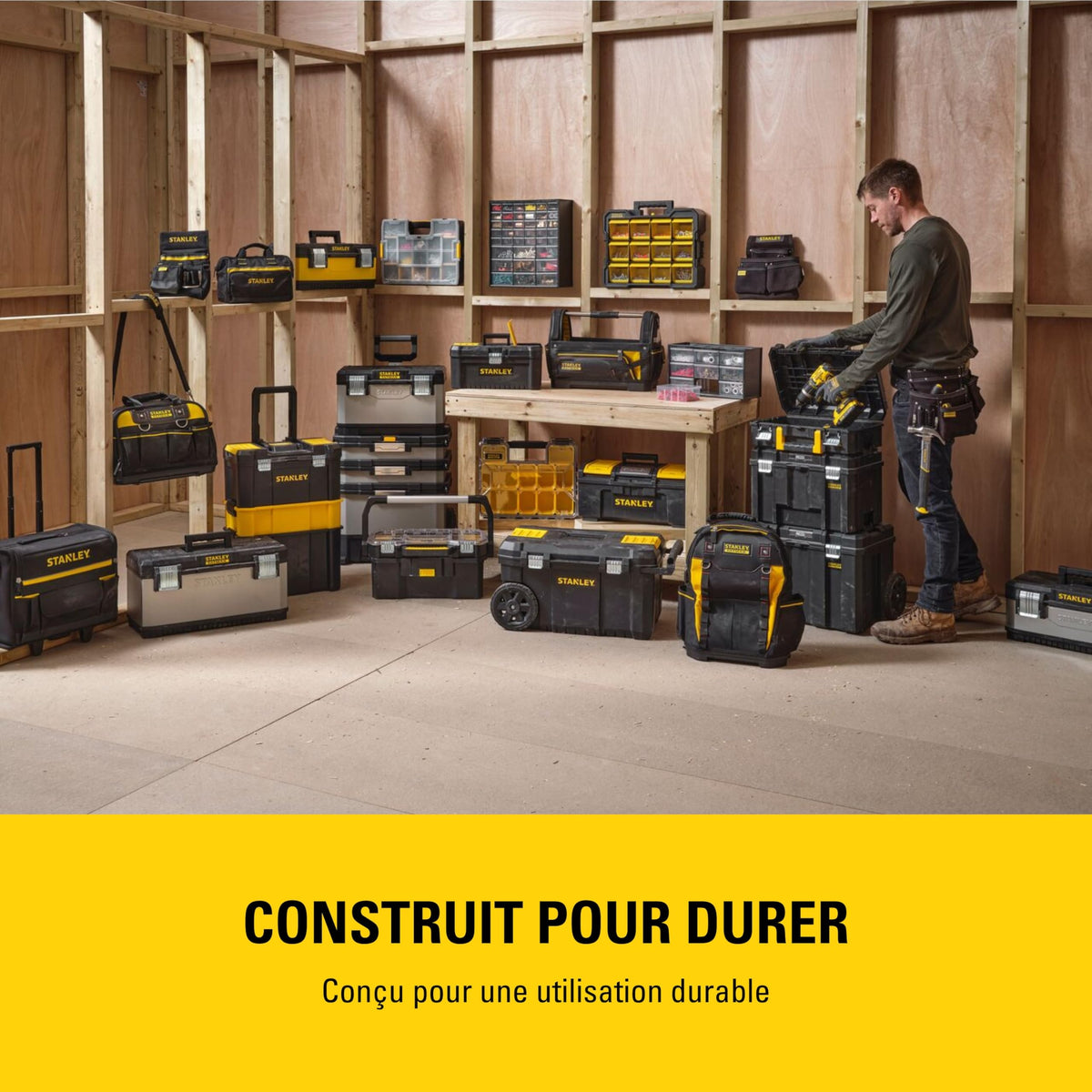 Stanley 1-93-980 Storage Box with compartments, Black/Transparent