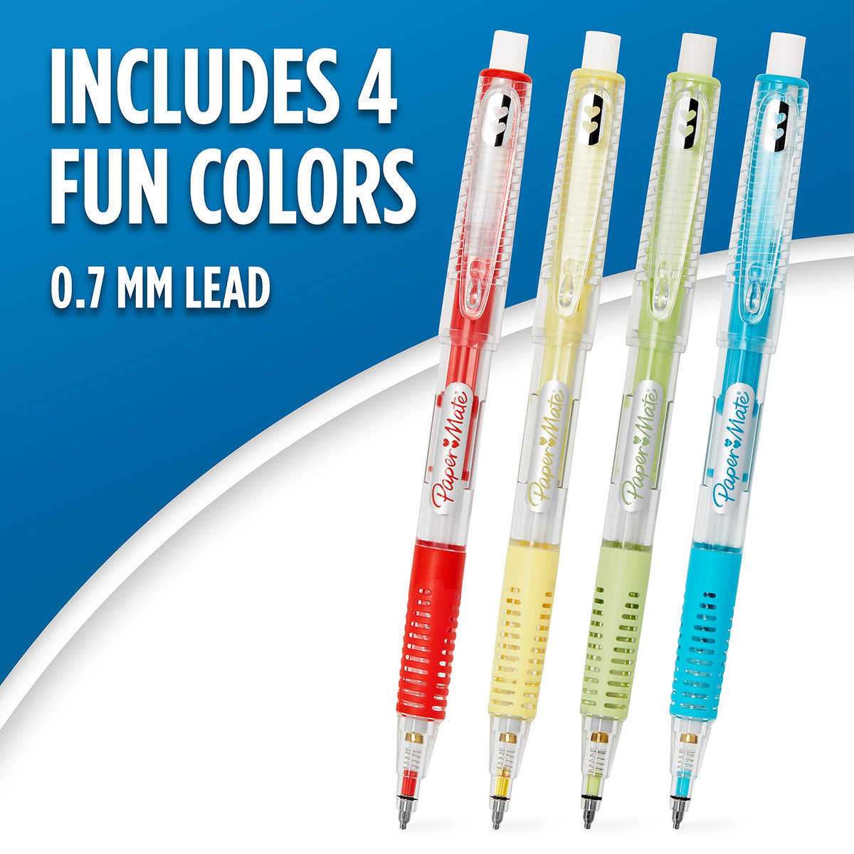 Paper Mate Clearpoint Mechanical Pencils, 0.7mm Break-Resistant HB #2 Lead, Assorted Barrel Colors