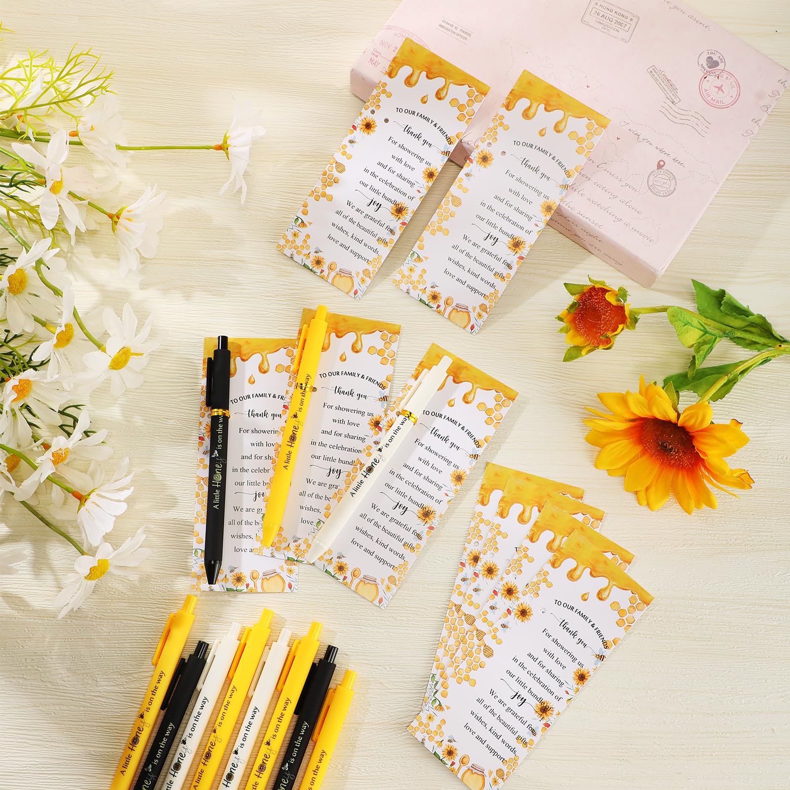 Engrowtic 100 Set Bee Baby Shower Gifts Pens for Guest Bee Themed Baby Shower Party Favors