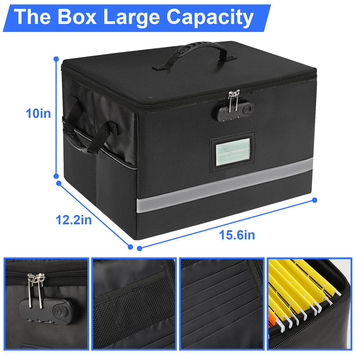 EXLIFBAG Fireproof File Organizer with Lock, 1 Layer