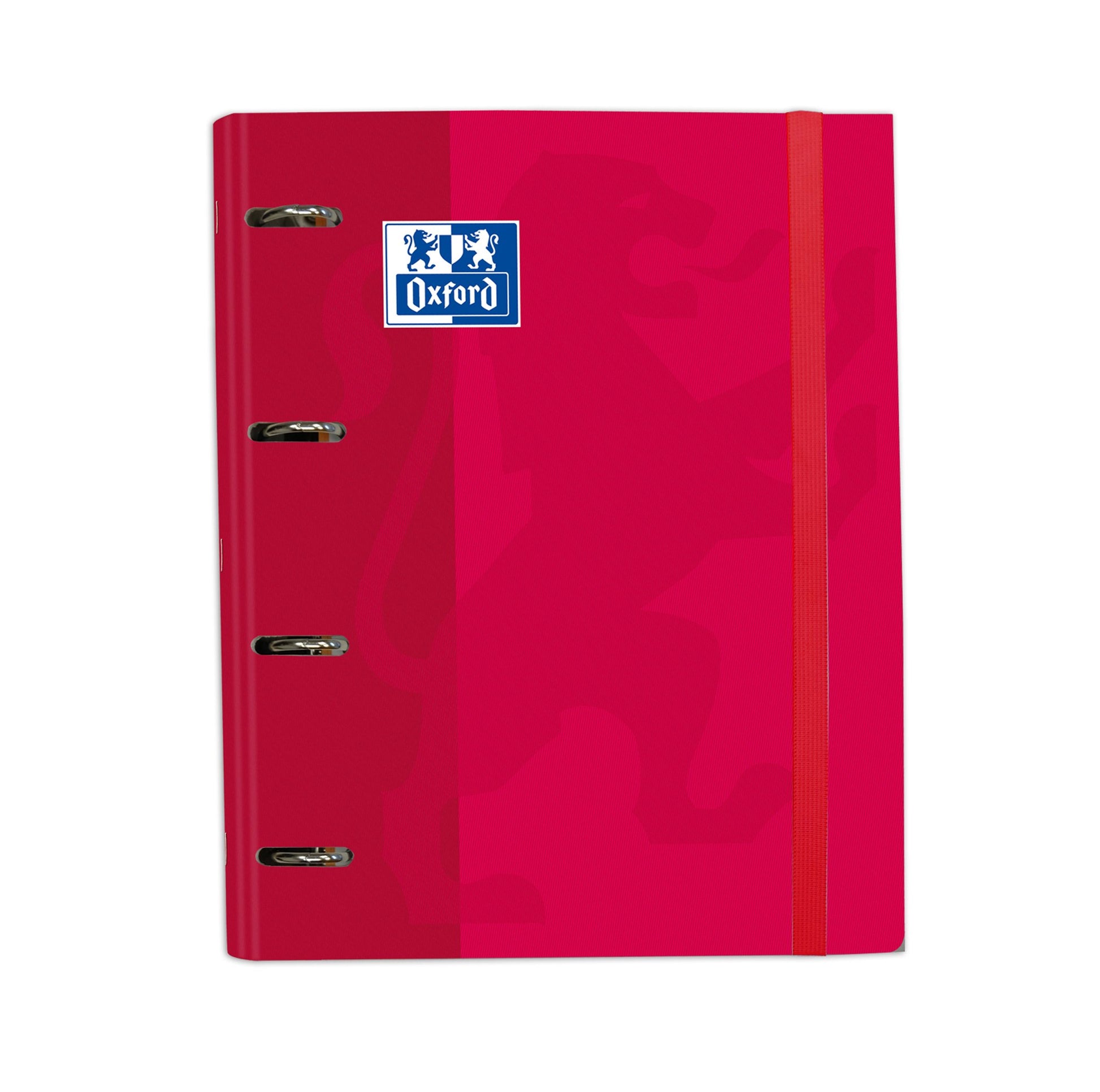 Oxford, 4 Ring Binder A4+ Extra Lid with Rubber. Includes Refill Grid 5 x 5, Red