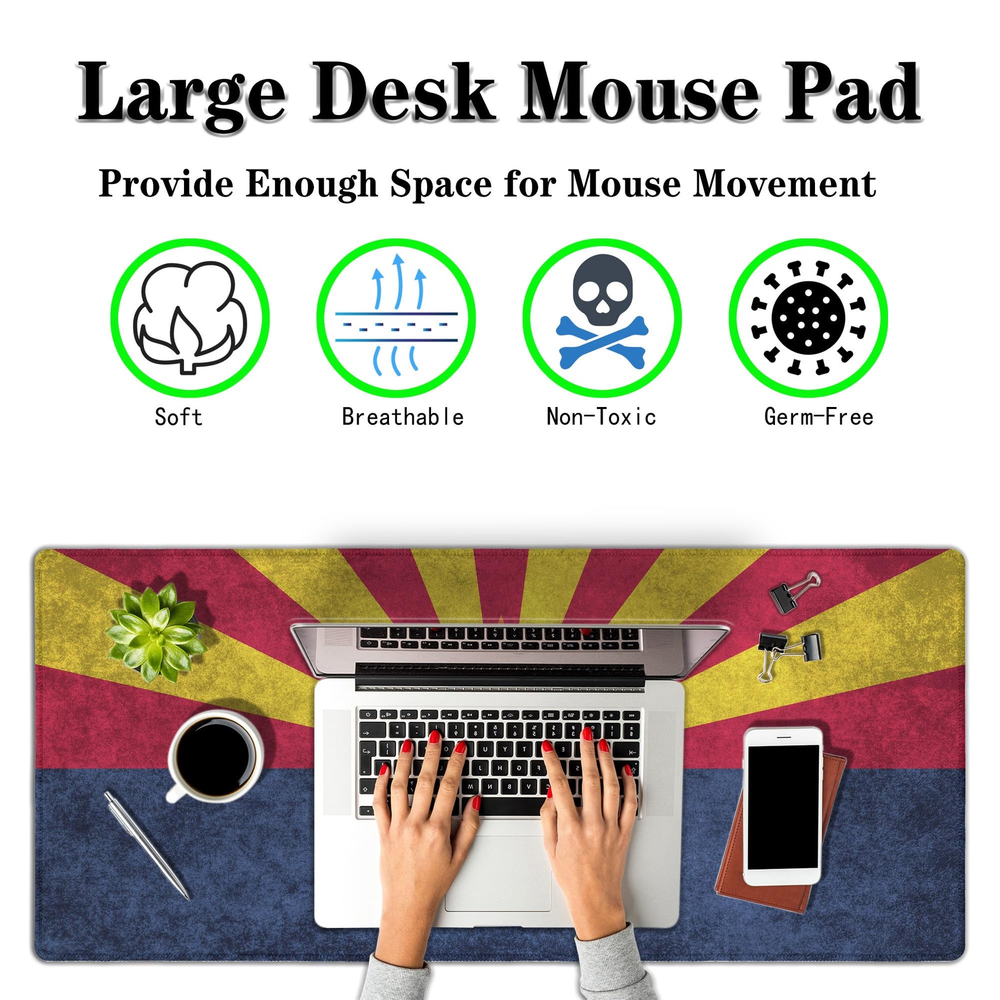 Samgula Gaming Desk Mat - Yellow Modern Mouse Pad, Extra Large Non-Slip Rubber Base, 35.4" X 15.7"