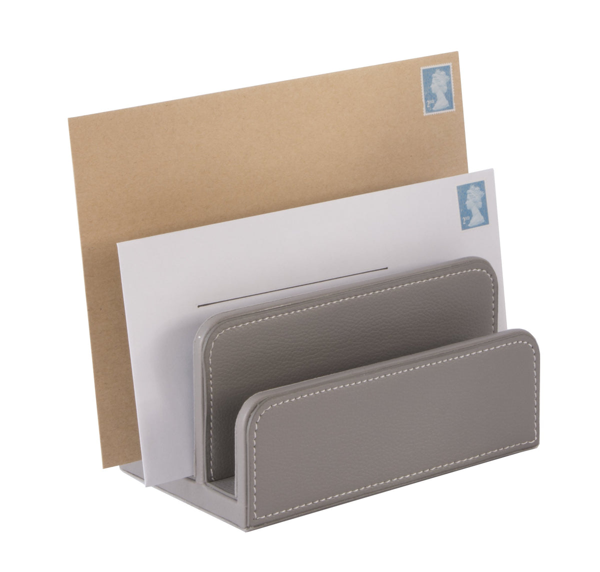 OSCO Faux Leather Mail Sorter & Envelope Organiser – Desk File Storage Stand with Display Slots