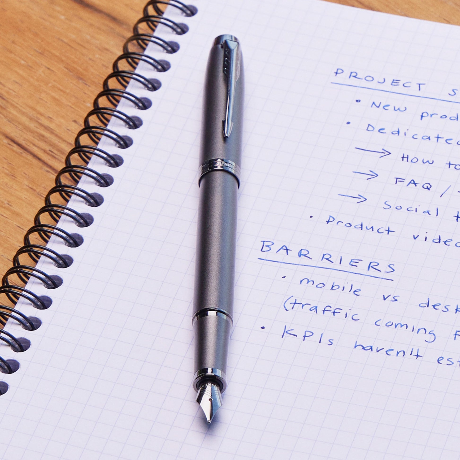 Parker IM Monochrome Fountain Pen | Gun Metal Finish and Trims | Fine Nib | Blue Ink | Gift Box