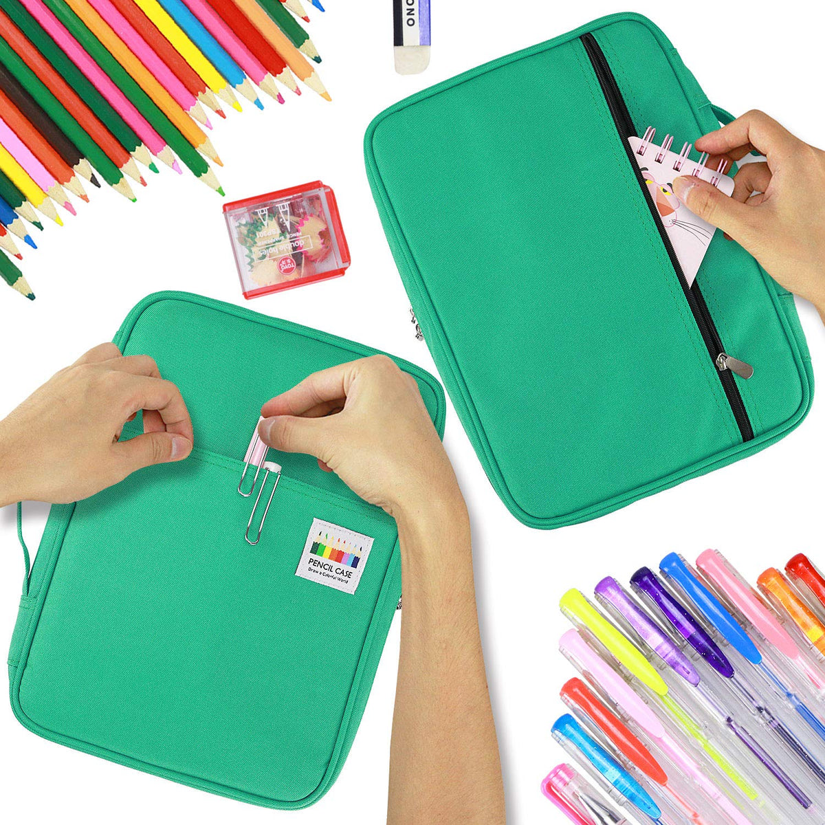 YOUSHARES 166 Slots Colored Pencil Case, 110 Slots Gel Pens fo Coloring Case Organizer, Handy