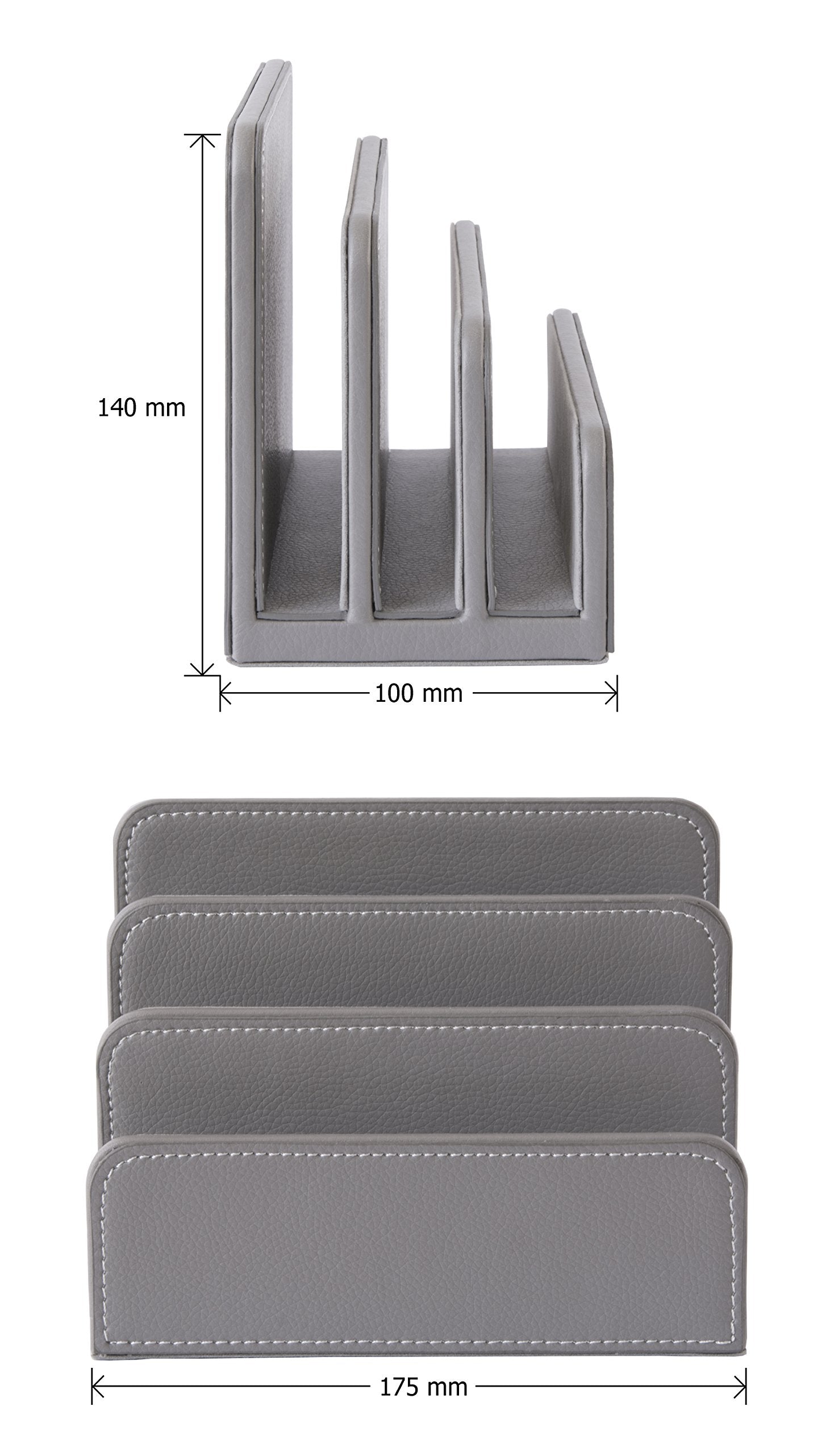 OSCO Faux Leather Mail Sorter & Envelope Organiser – Desk File Storage Stand with Display Slots