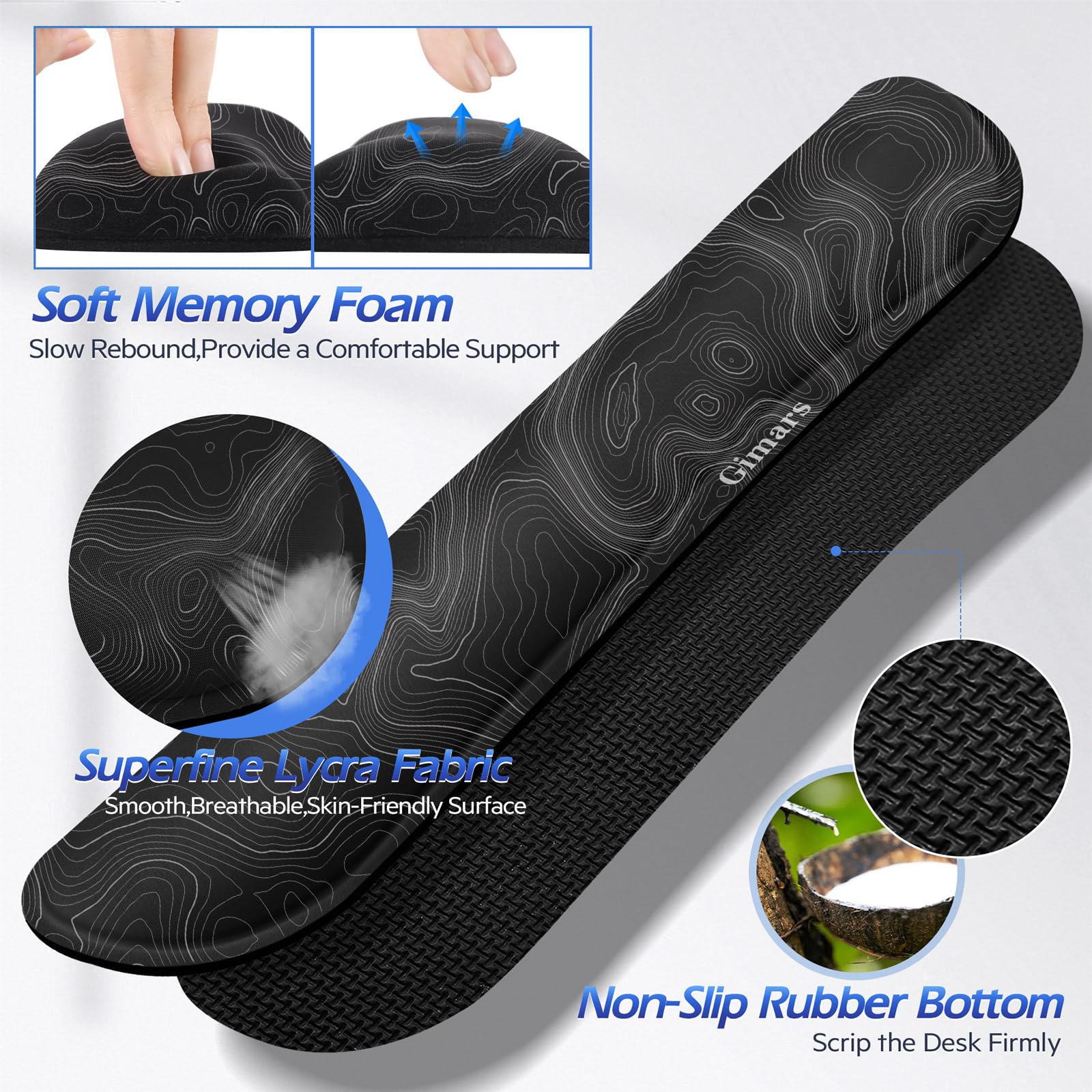 Gimars 4 in 1 Mouse Pad and Keyboard Wrist Rest Set, Large Mouse Pad with Memory Foam Wrist Support