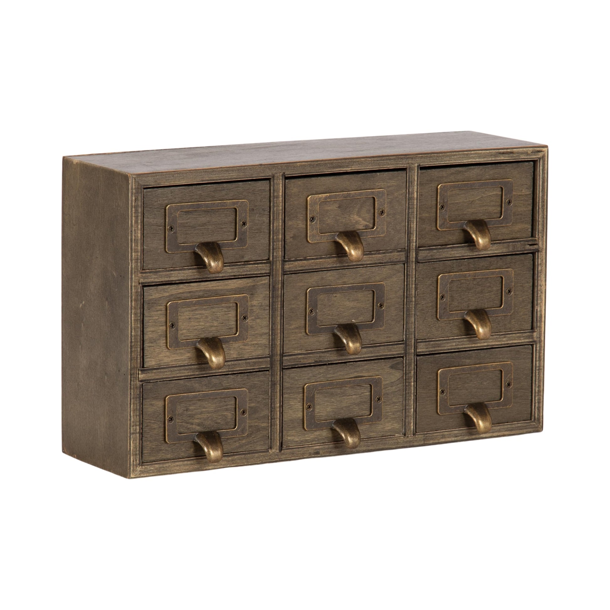 Kate and Laurel Apothecary Wood Desk Drawer Set, 9 Drawers, Rustic Brown