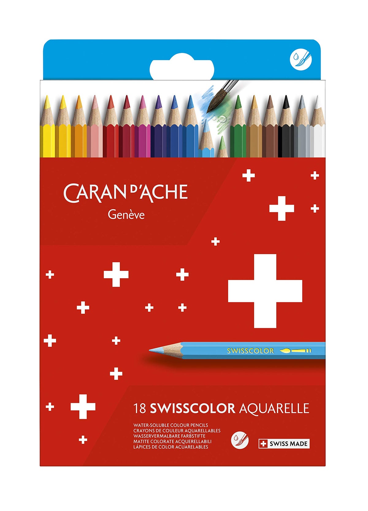 Caran d'Ache 1285.818 Swisscolor 18 Water-Soluble Colouring Pencils in Box