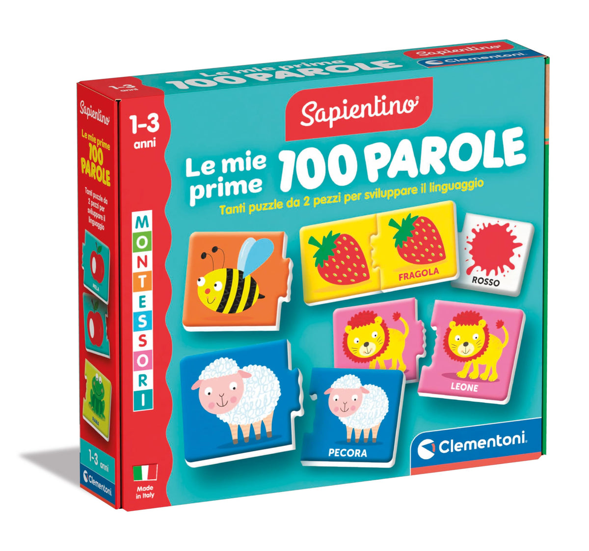 Clementoni Sapientino Montessori - My First 100 Words - Educational Game 1 Year, Flashcards