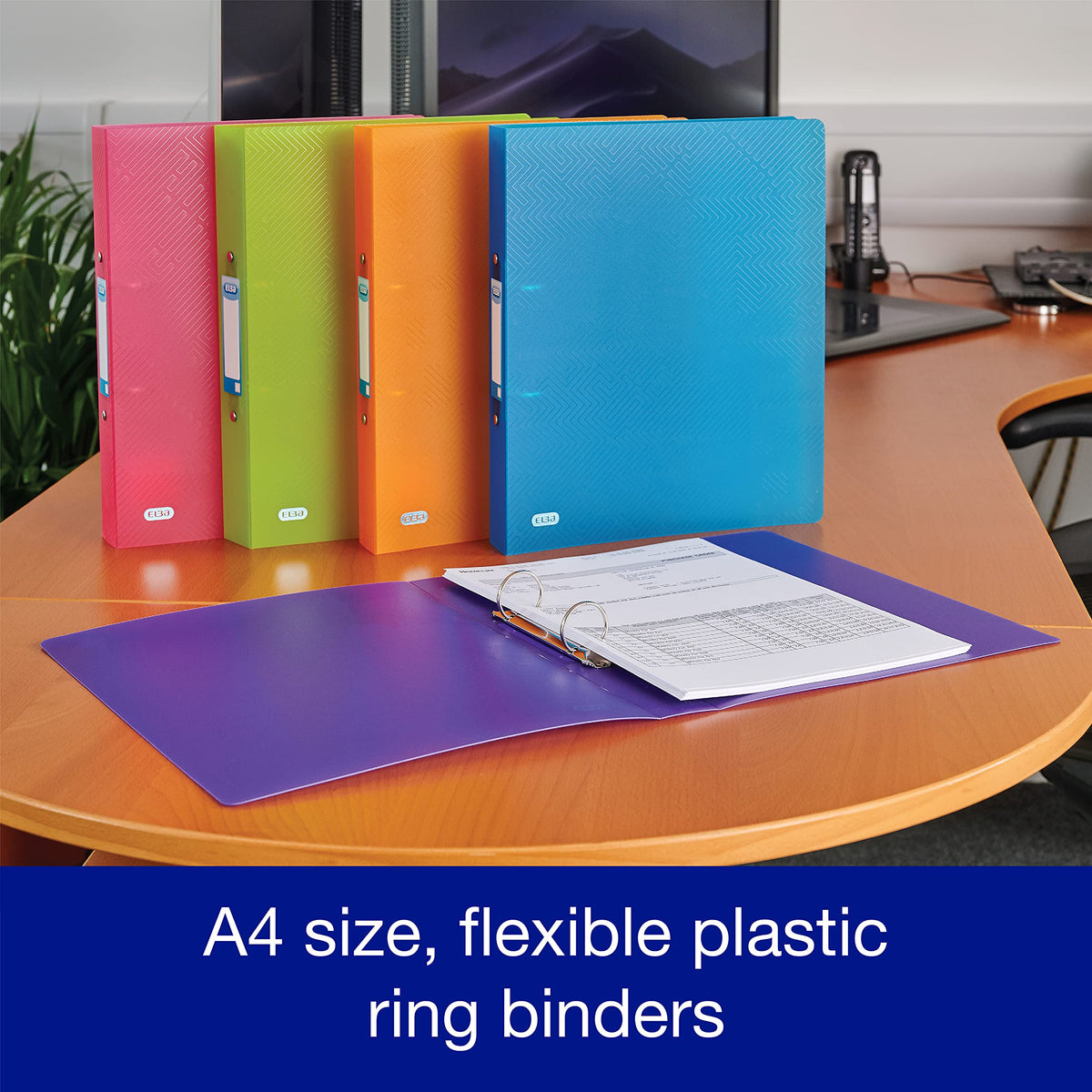 Oxford A4 Ring Binders, 5 Flexible 2-Ring Folders, 40mm, Assorted Colours