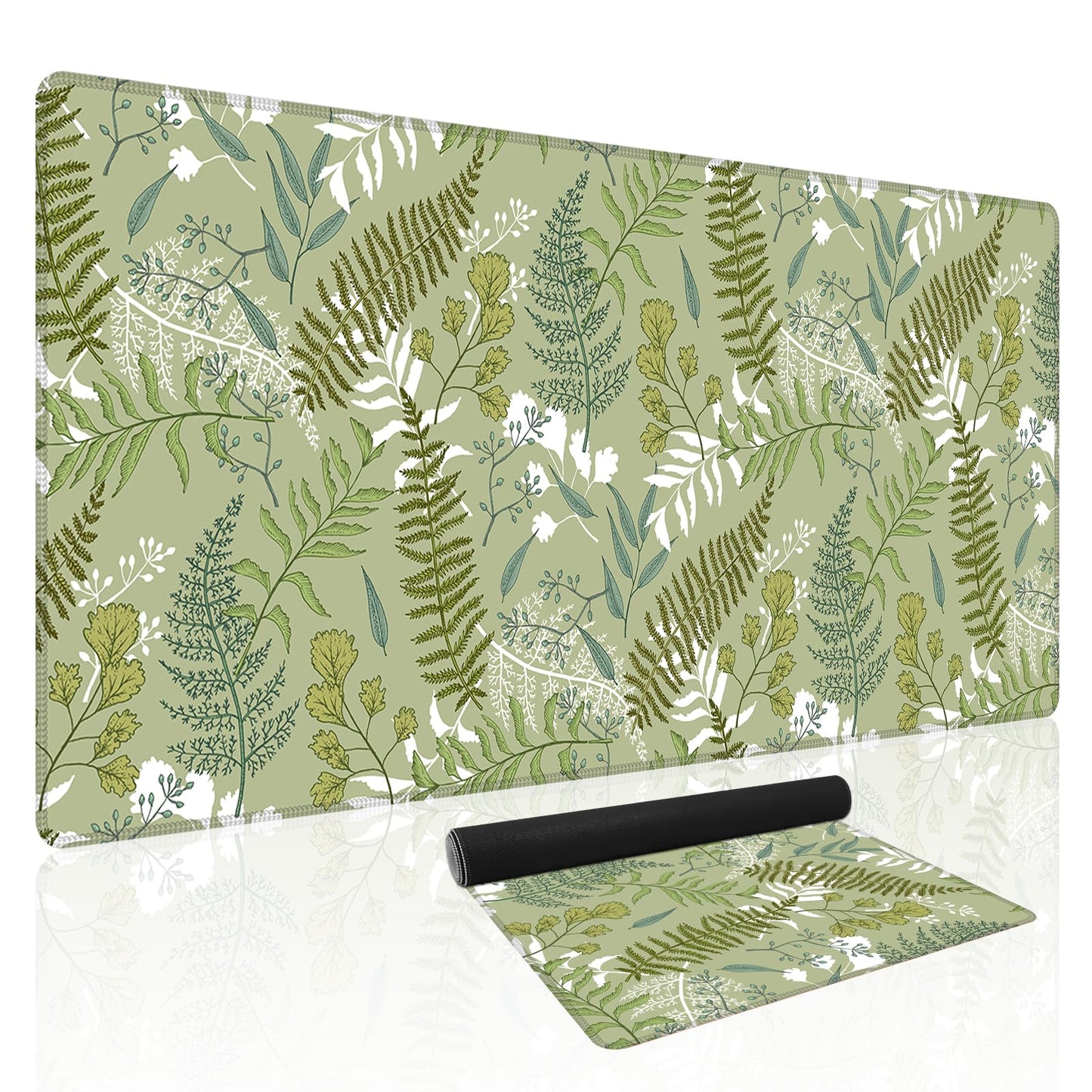 Baziabbo Green Desk Mat,XXL Extended Large Mouse Pad,Gaming Mousepad with Stitched Edge,Non-Slip