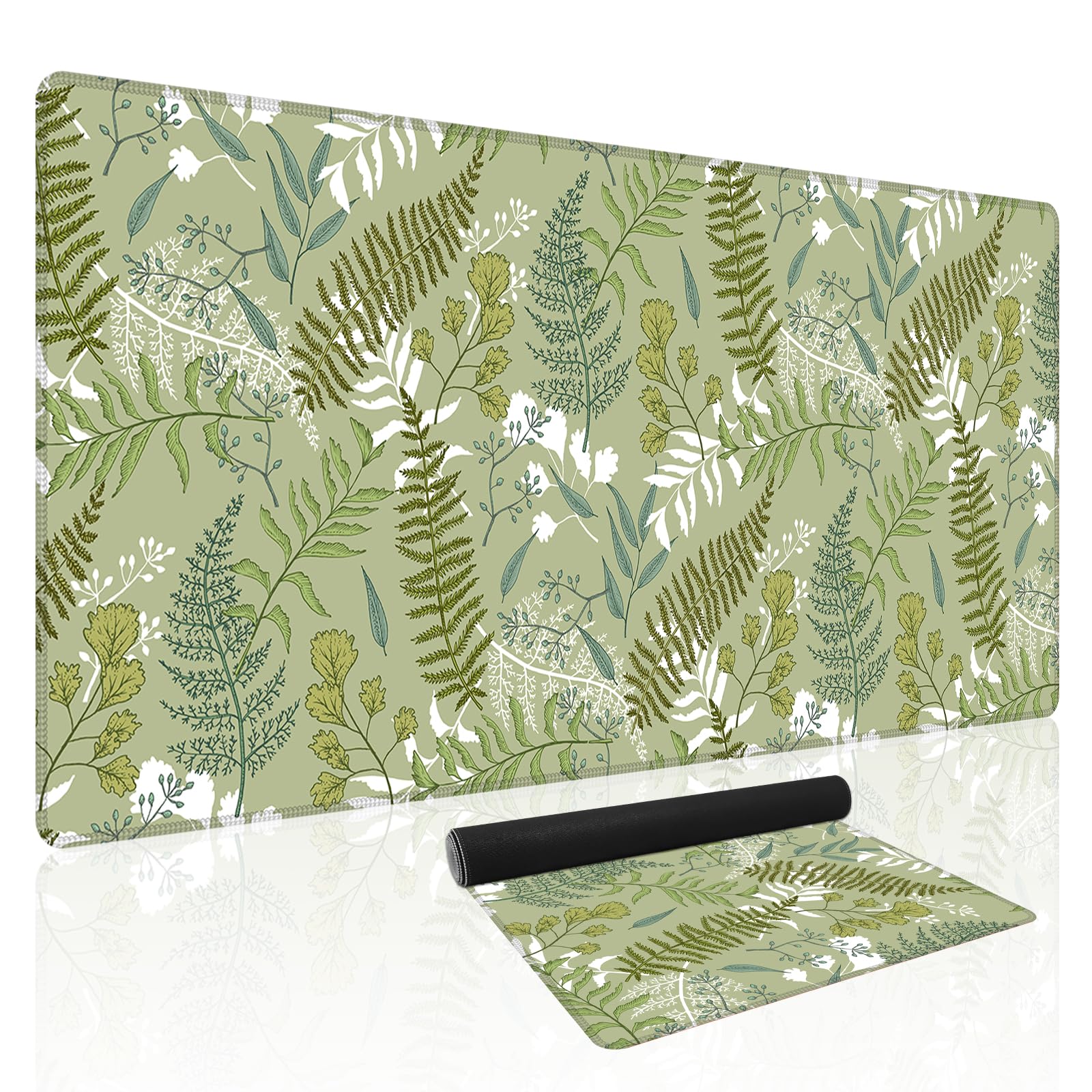 Baziabbo Green Desk Mat,XXL Extended Large Mouse Pad,Gaming Mousepad with Stitched Edge,Non-Slip