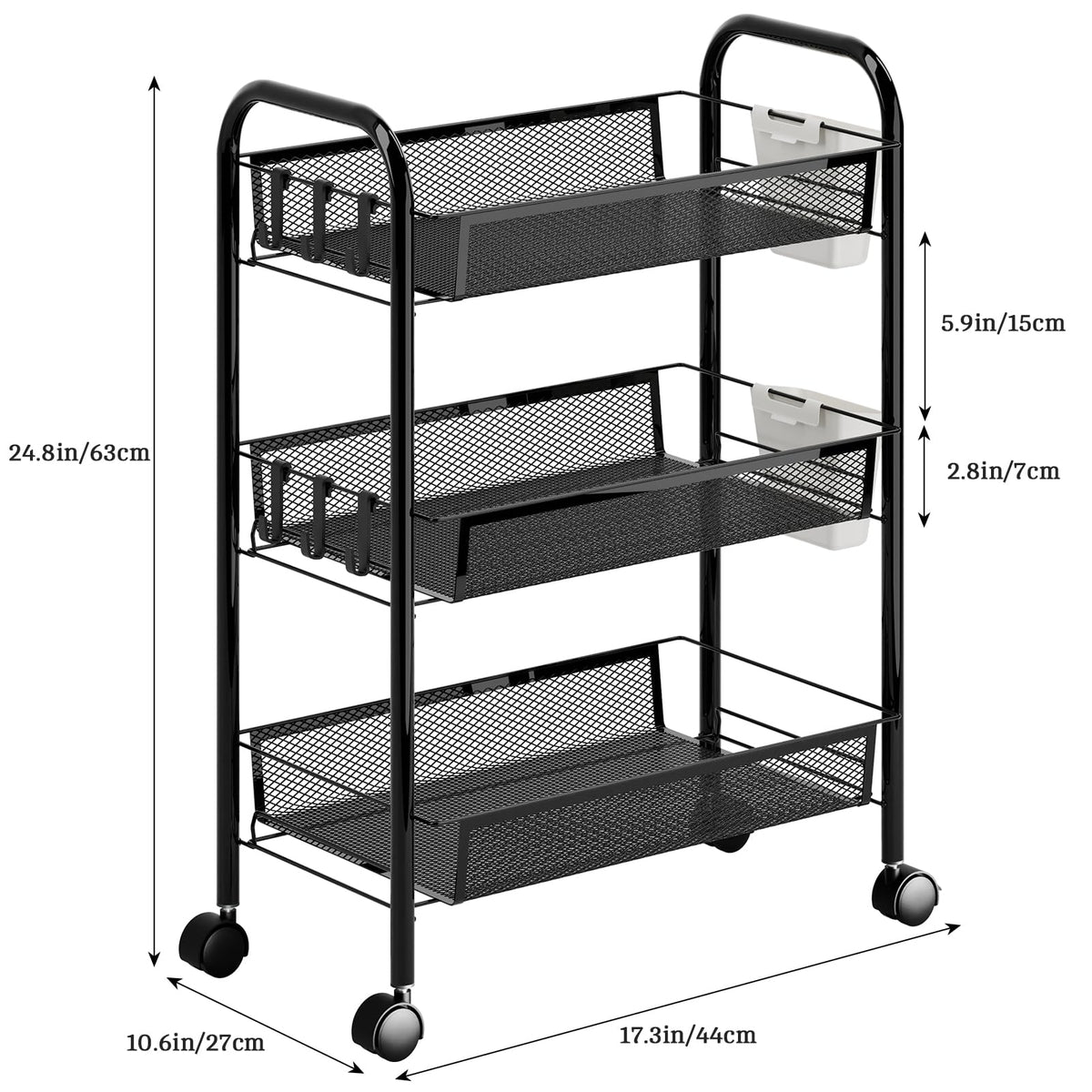 sxvbdway Fruit Vegetable Basket Storage Cart 5 Tier Stackable Metal Mesh Basket with 360 Degree
