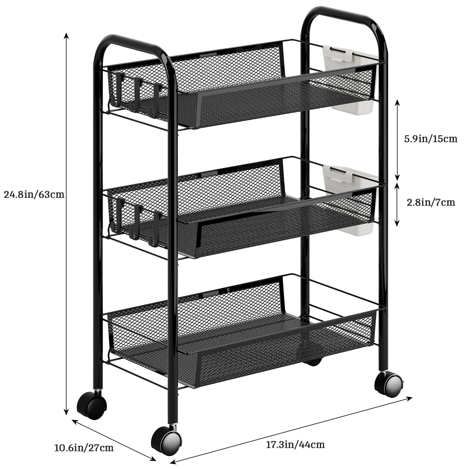 sxvbdway Fruit Vegetable Basket Storage Cart 5 Tier Stackable Metal Mesh Basket with 360 Degree