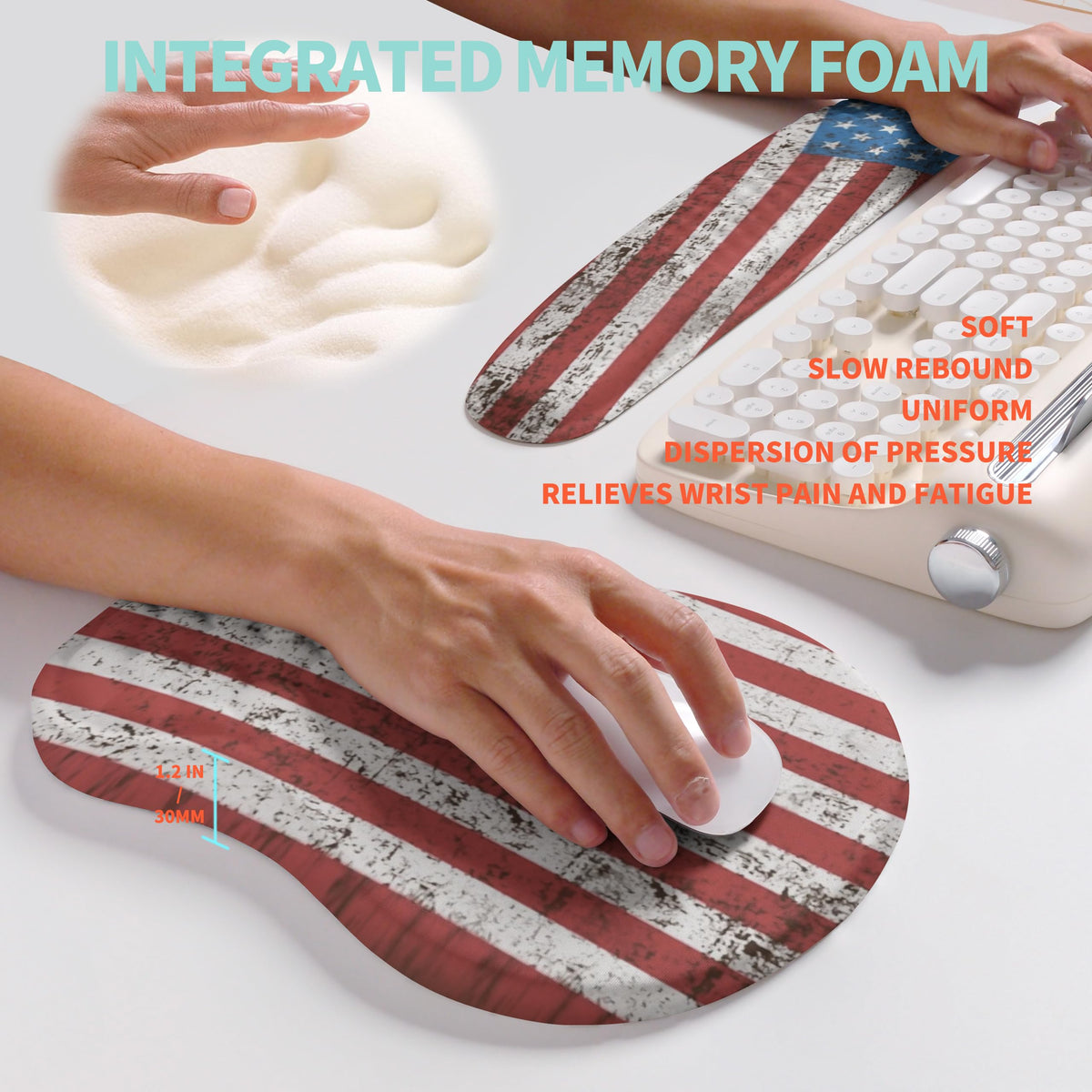 KUOSGM 2-in-1 Ergonomic Set, Wave Rise Keyboard Wrist Rest and Massage Bulge Slope Mouse Pad Wrist