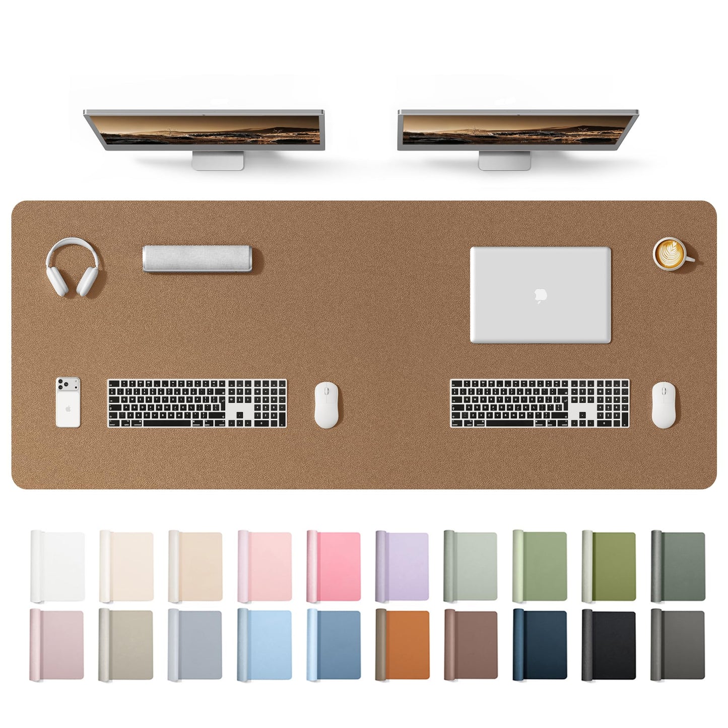 YSAGi Leather Desk Protector, Office Mat, Large Mouse Mat, Non-Slip PU Leather Blotter, Laptop Desk