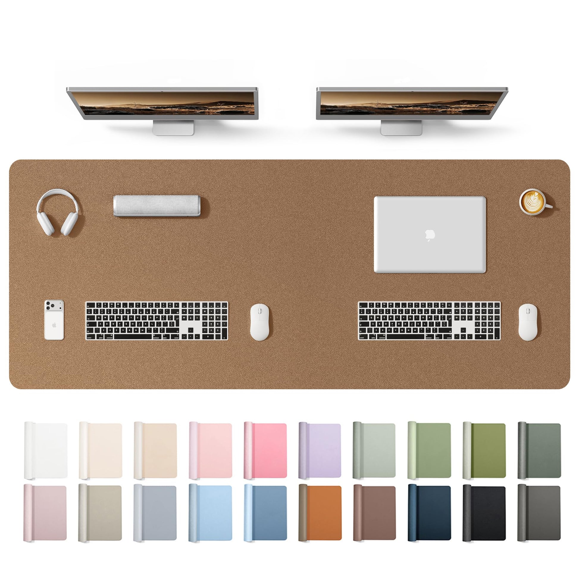 YSAGi Leather Desk Protector, Office Mat, Large Mouse Mat, Non-Slip PU Leather Blotter, Laptop Desk