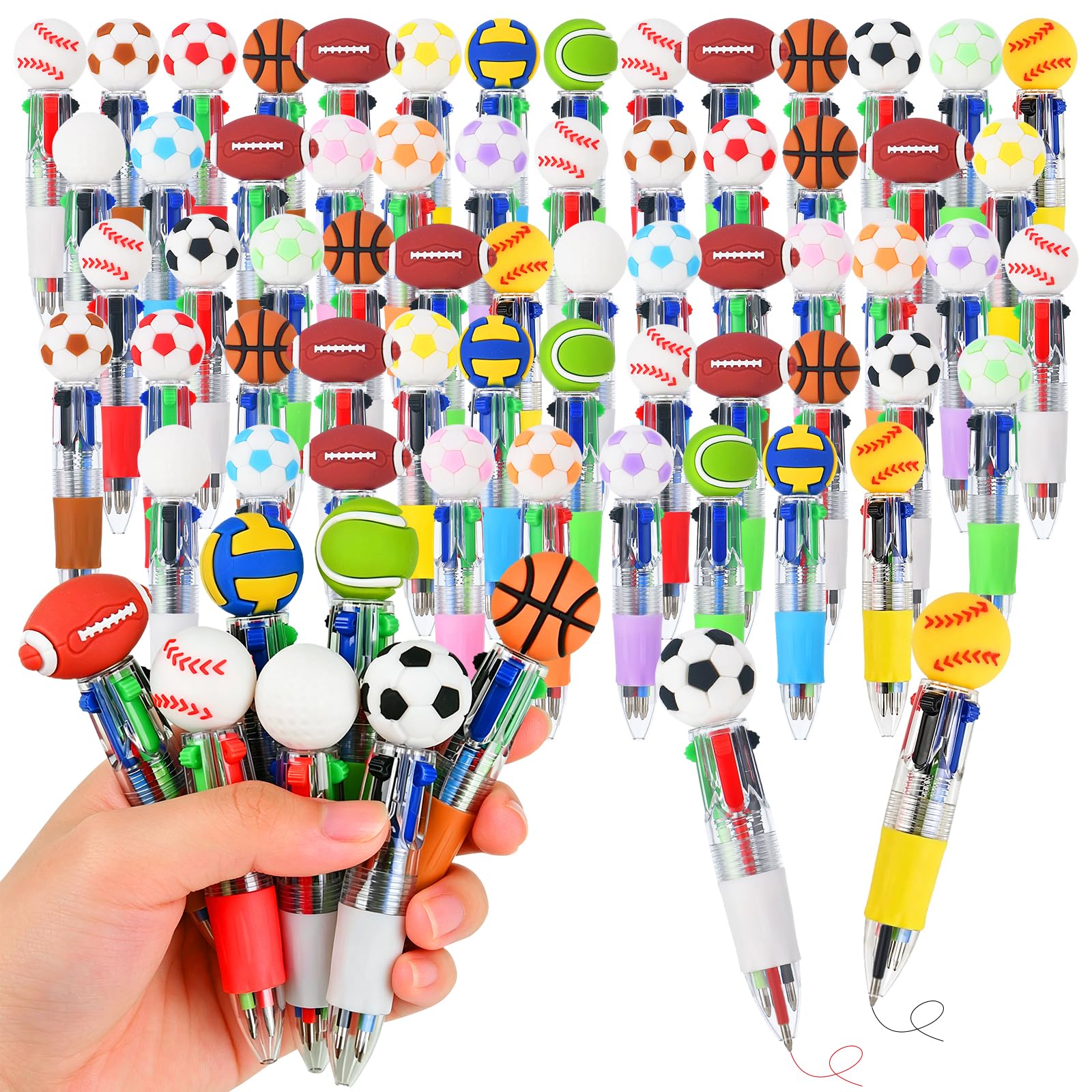 Zhirlyn Sports Party Favors Sports Pens Mini Multicolor Pen in One Cute Fun 4-in-1 Pens Bulk Cool