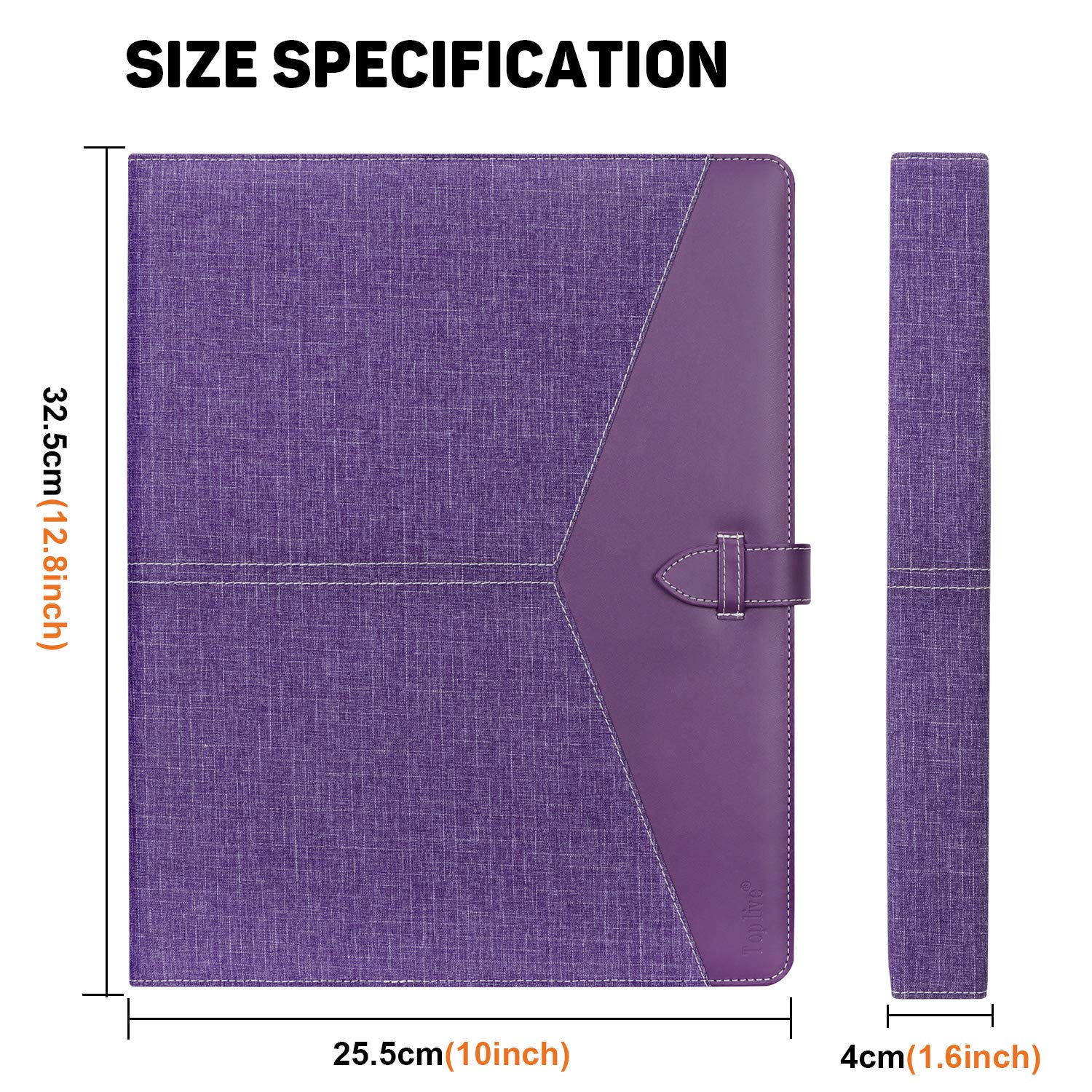 Toplive Padfolio 3 Ring Binder Organizer Business Portfolio Folder for Women, A4/ Letter Size PU