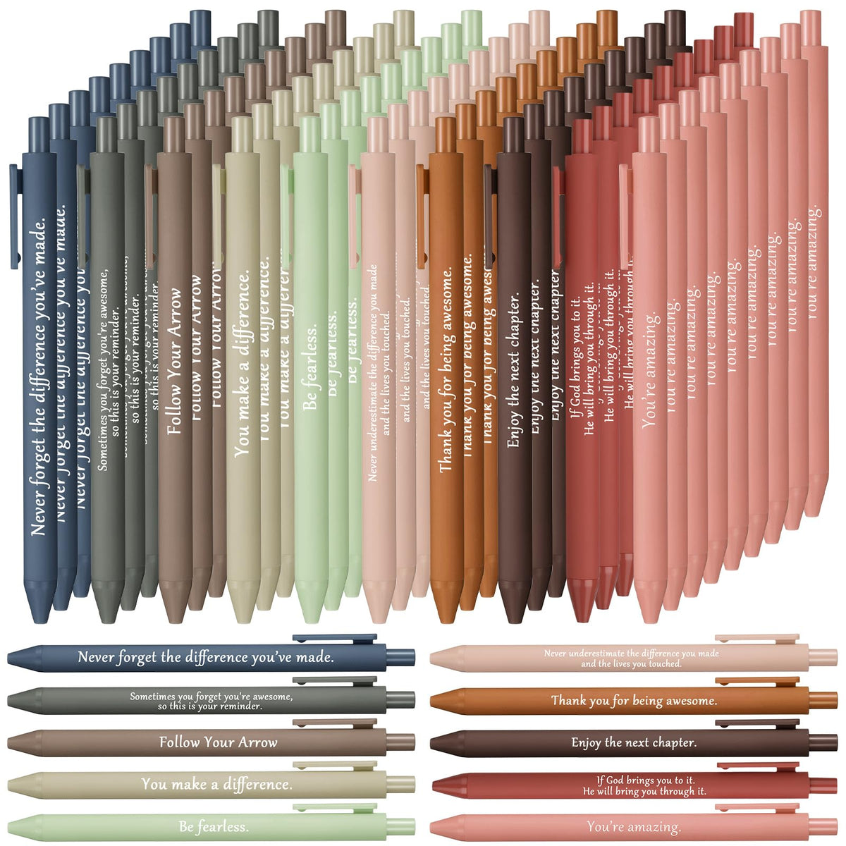 Teling 100 Pcs Inspirational Pens Bulk, Dark Colors, Classic Style