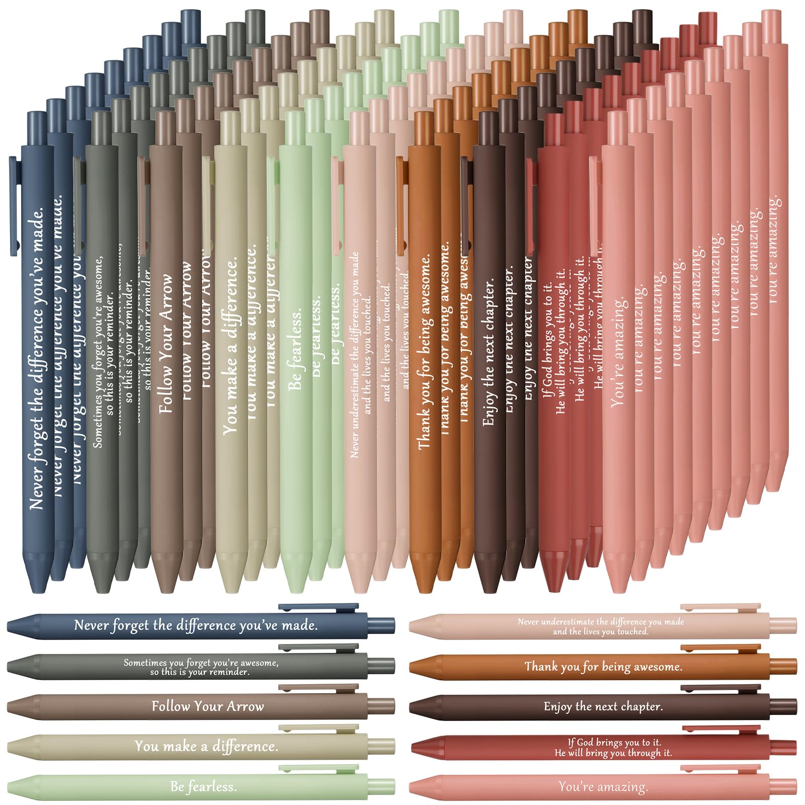 Teling 100 Pcs Inspirational Pens Bulk, Dark Colors, Classic Style