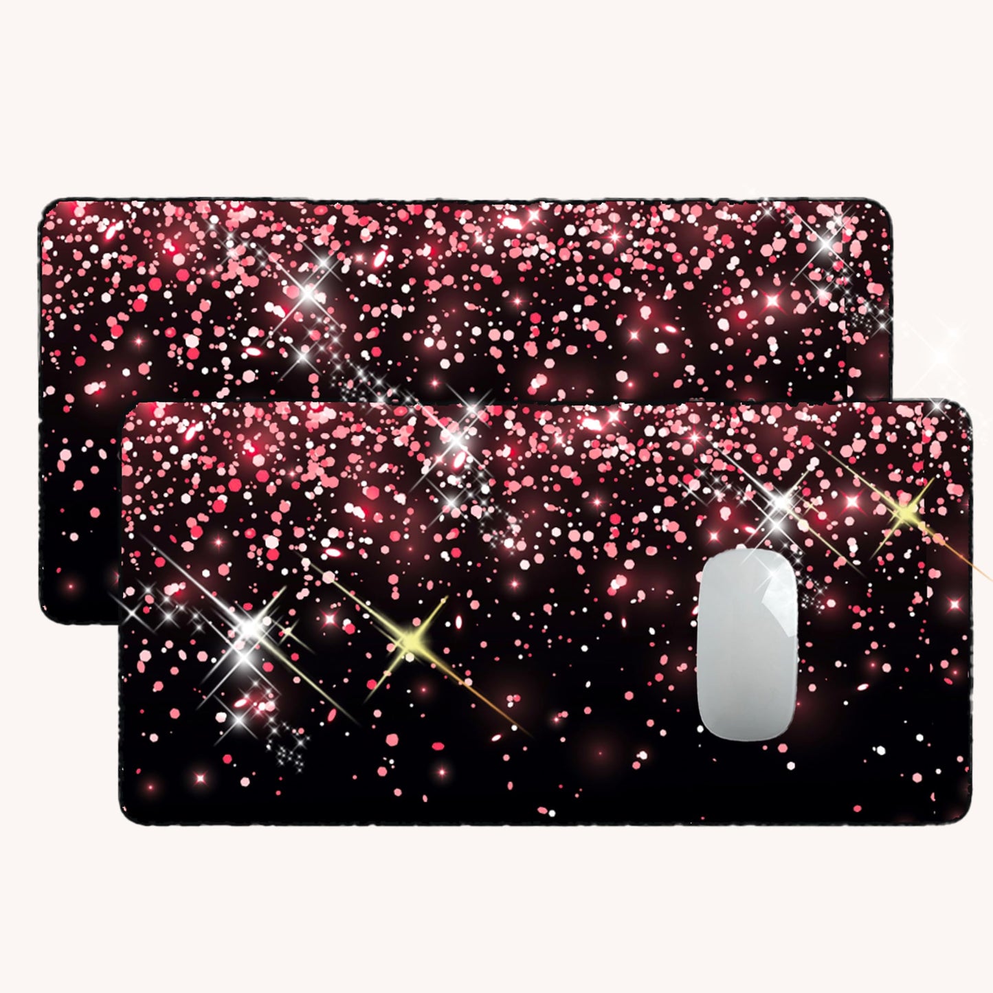 Largr Black Mousepad Bling Diamond Glitter Sparkle Rose Gold Mouse pad Black Mouse Pad, Bling Desk