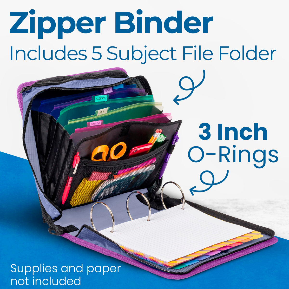 Case-it Zipper Binder | 3-Inch O-Rings | 600-Sheet | D-146 Morning Flowers