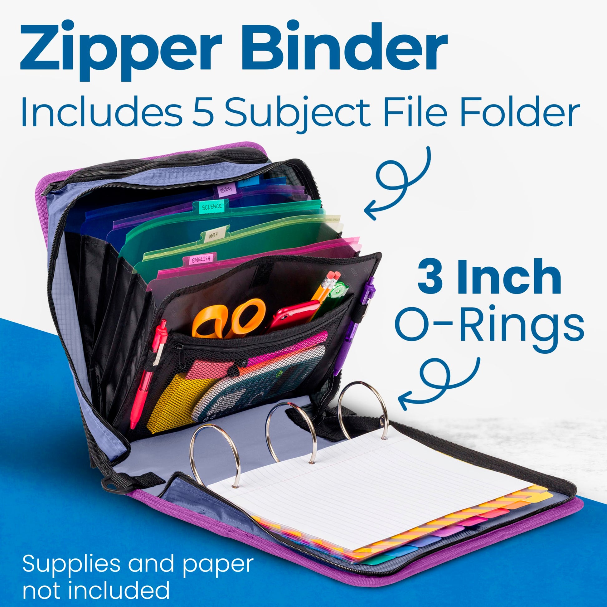 Case-it Zipper Binder | 3-Inch O-Rings | 600-Sheet | D-146 Morning Flowers