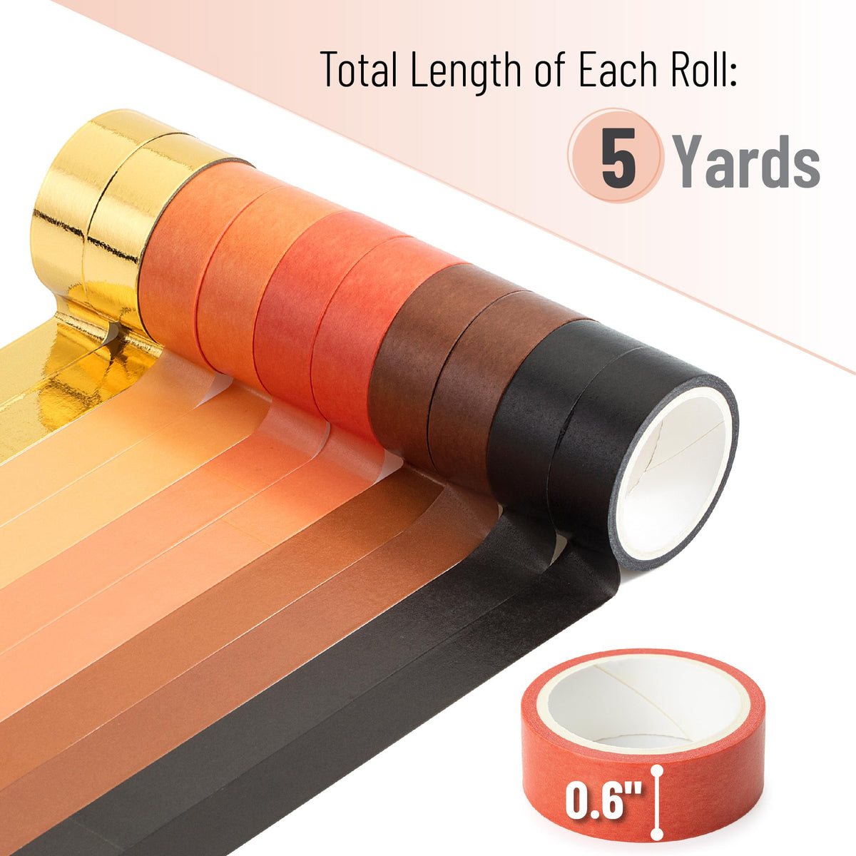 Mr. Pen- Washi Tape Set, 10 Rolls, 5 Yards/Roll, Washi Tape for Scrapbook