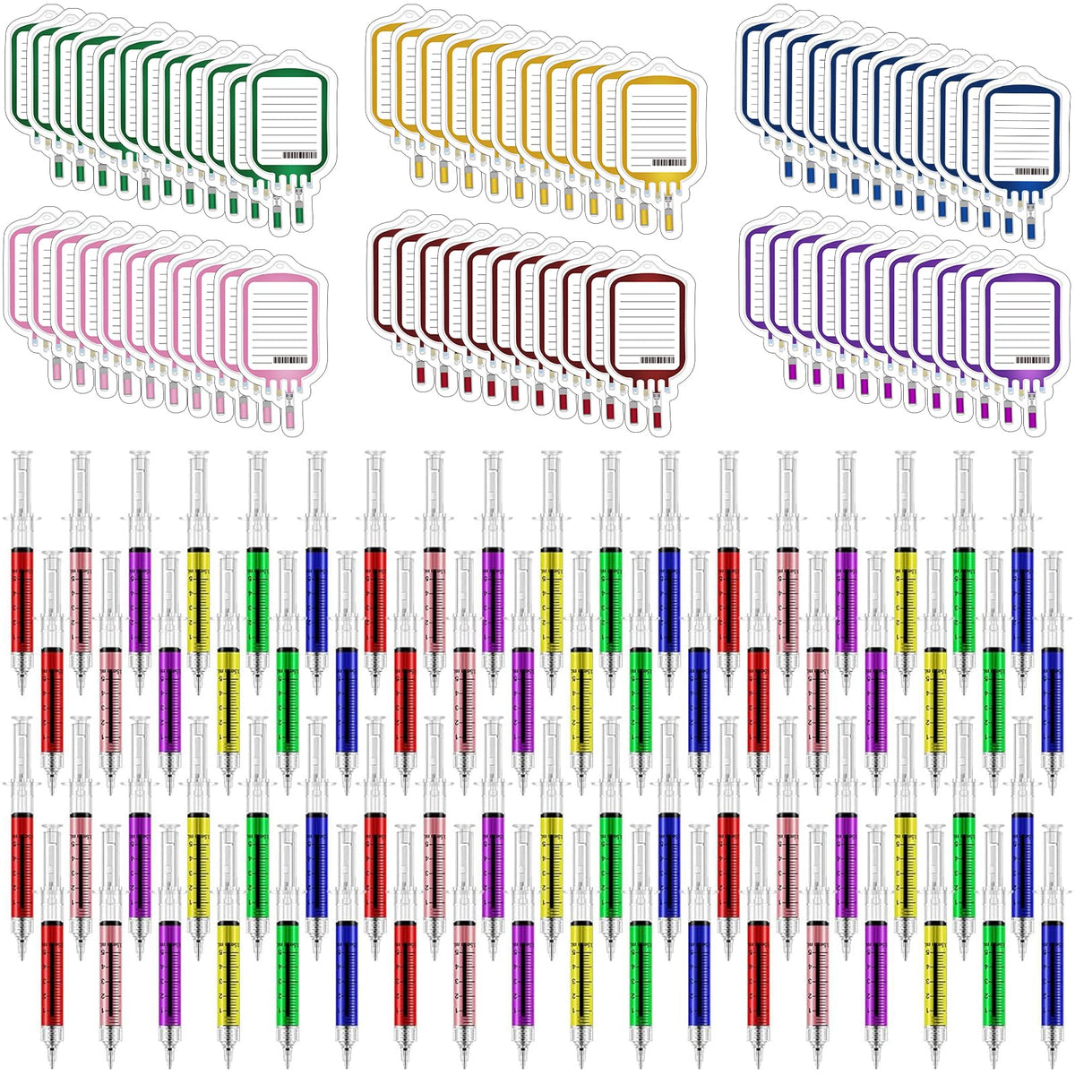 60 Sets Syringe Pens Set Includes 60 Fun Nurse Pens 60 Blood Bag Sticky Notes Black Ink Ballpoint