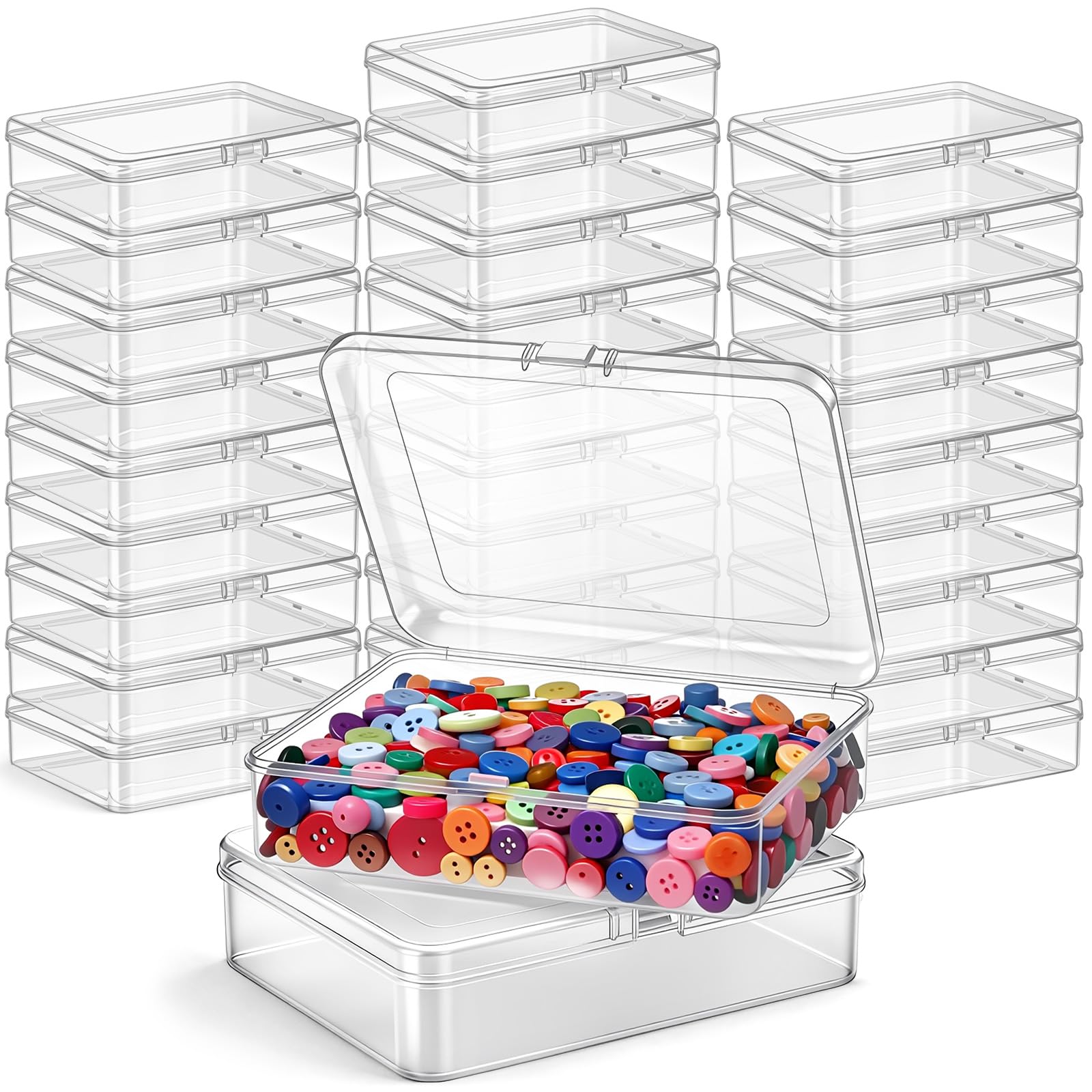 Jetec 30 Pieces Small Clear Plastic Storage Box, 5 x 4 x 1.3 Inch