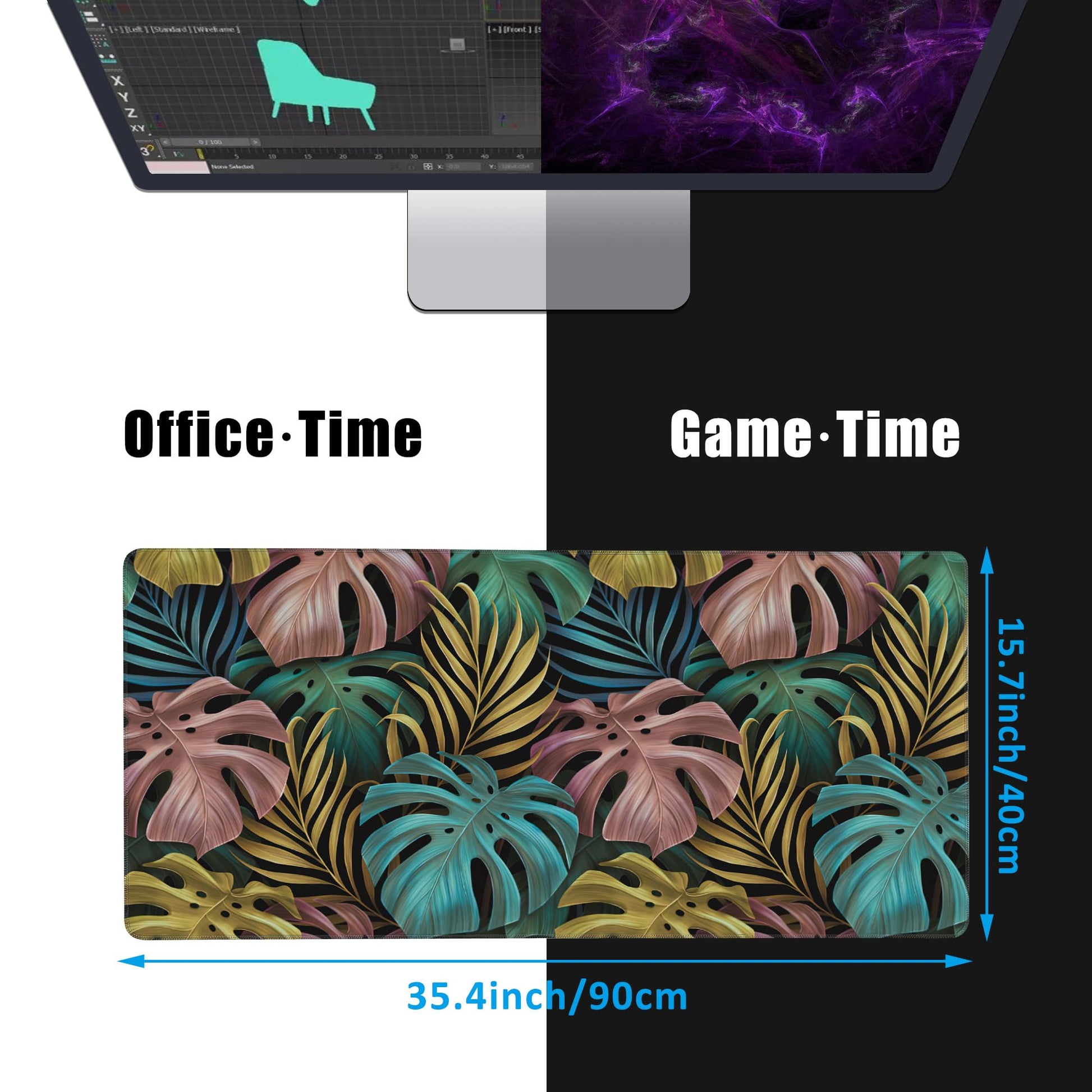 EOBKLAX Colorful Tropical Palm Leaves Large Gaming Mouse Pad,Waterproof Desk Mat for