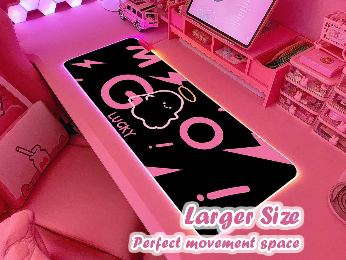 JMIYAV Pink RGB Gaming Mouse Pad 31.5x12 Inch PC XL Large Extended Glowing Led Light Up Desk Pad