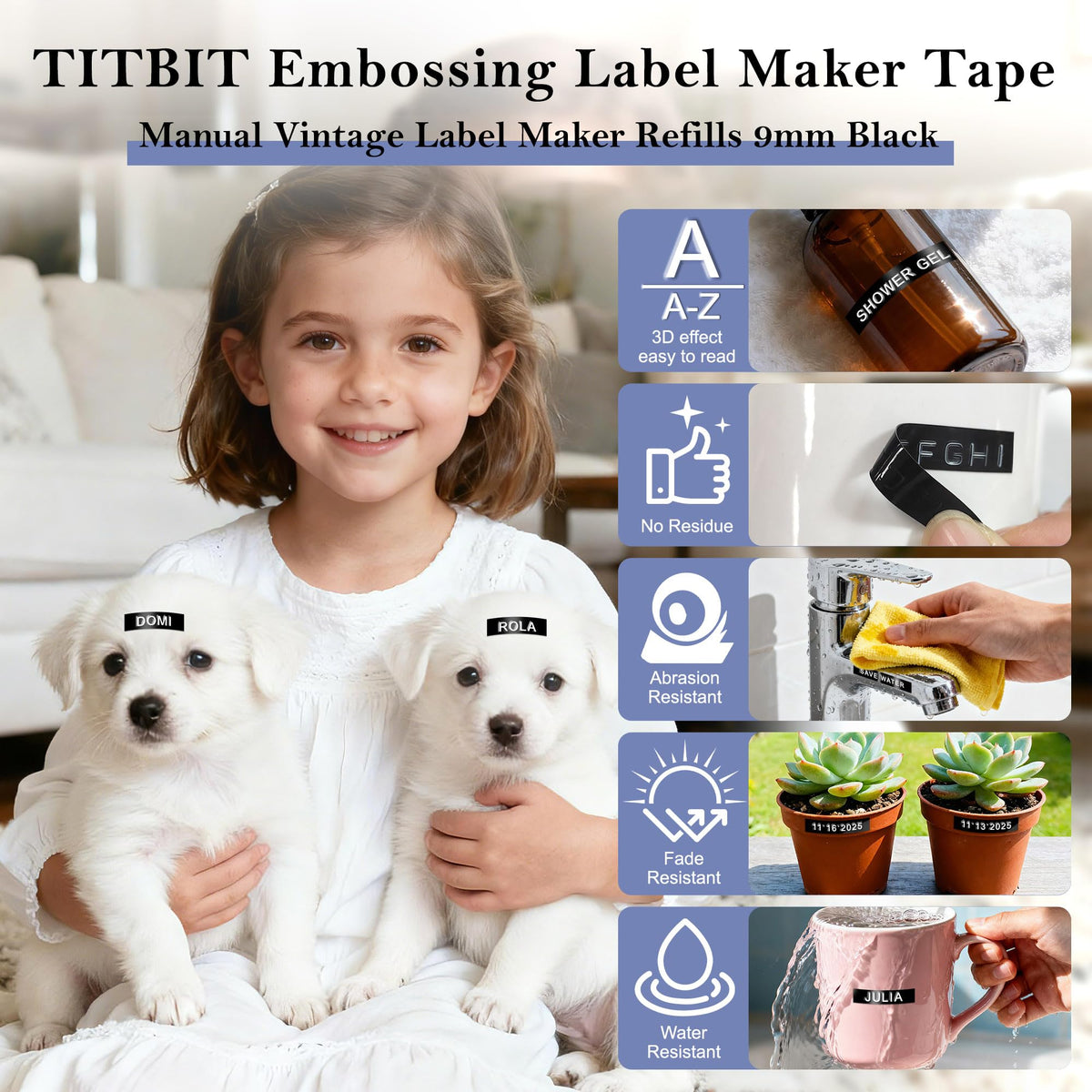 TITBIT Manual Vintage Label Tape for DYMO 1540 1610 12966 10Pack