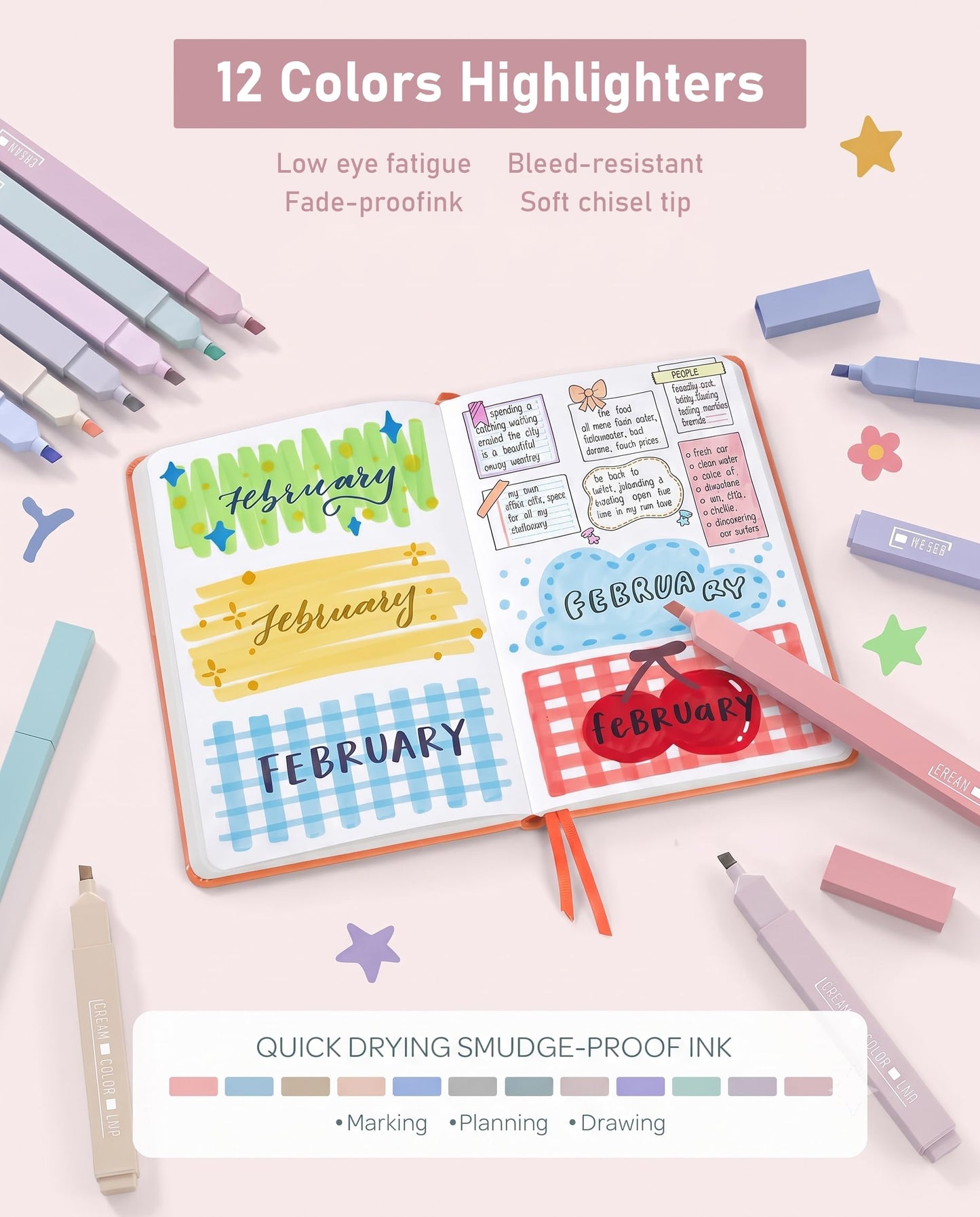 Nicpro 71PCS Aesthetic School Supplies with Pen Case, Bible Study Kit, Pink