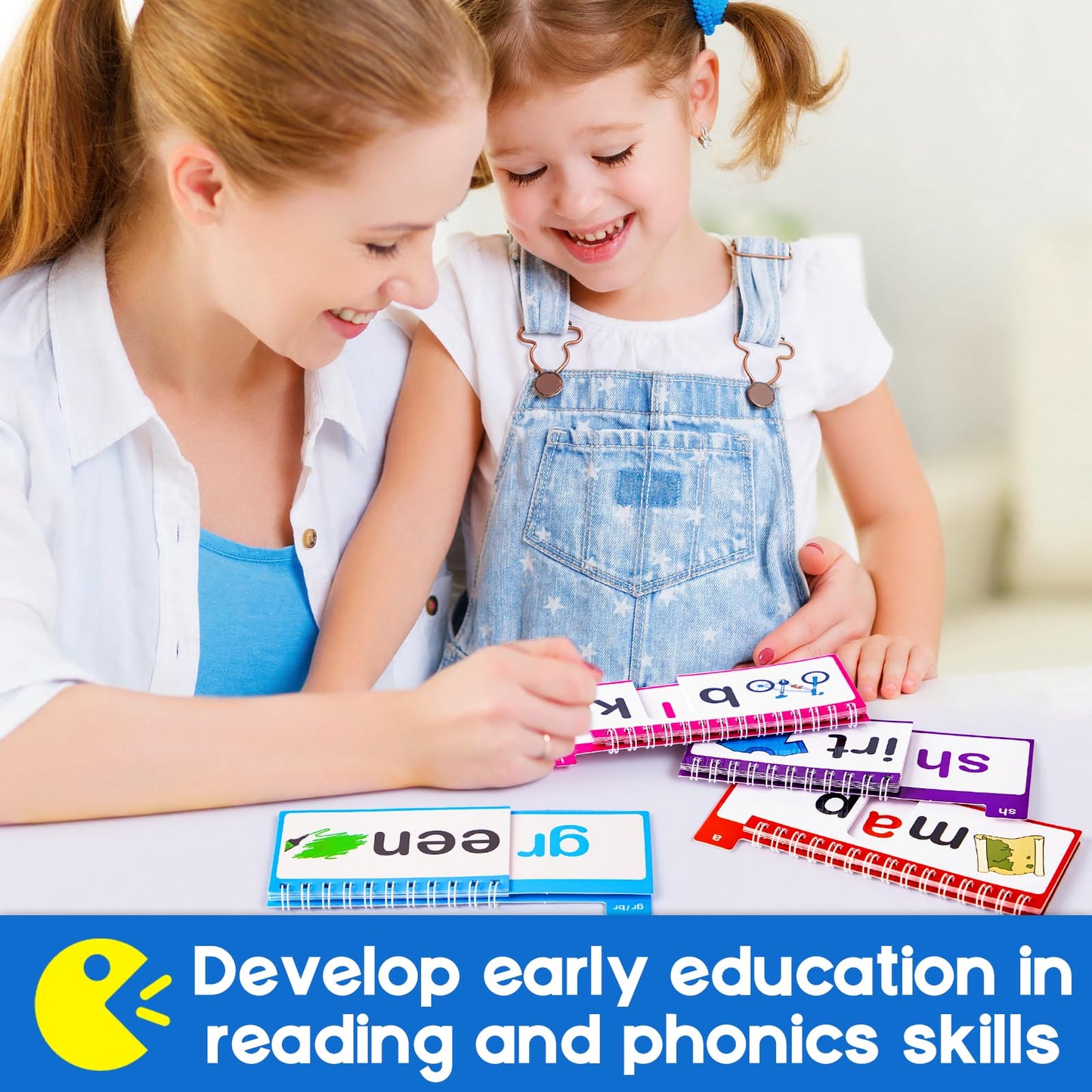 Phonics Flash Cards & Word Family Build Book, 40 Read and Rhyme Flip Books