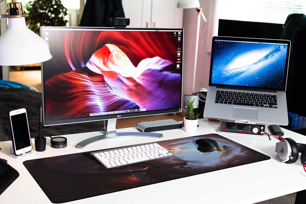 Extended Large Gaming Mouse Pad Cool Dragon Flame XXL Size Keyboard Mouse Mat Desk Pad with Non