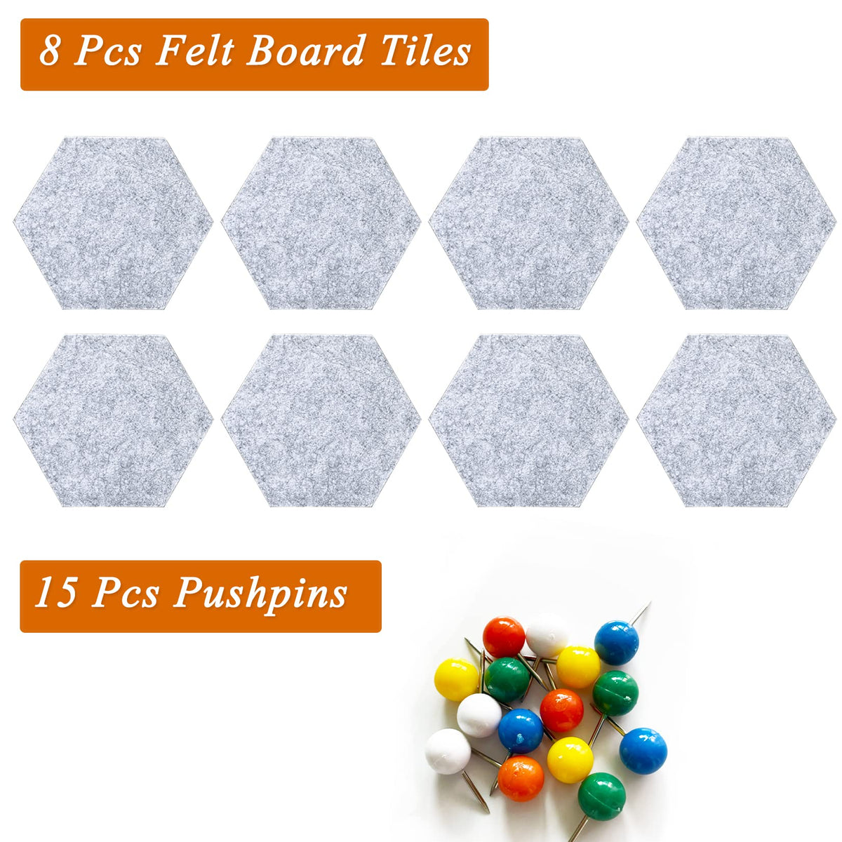 HULAVO 8Pcs Hexagon Felt Cork Board Tiles, Self Adhesive DIY Bulletin Board Pin Board for Office