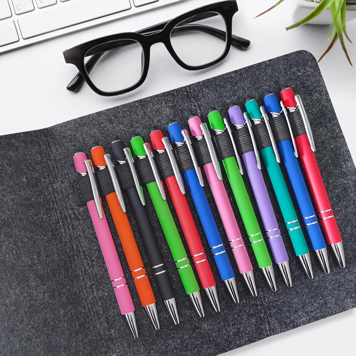 MOUZYLCASE 24 Pcs Personalized Pens Custom Ballpoint Pens with Name Logo Customized Ink Pens with
