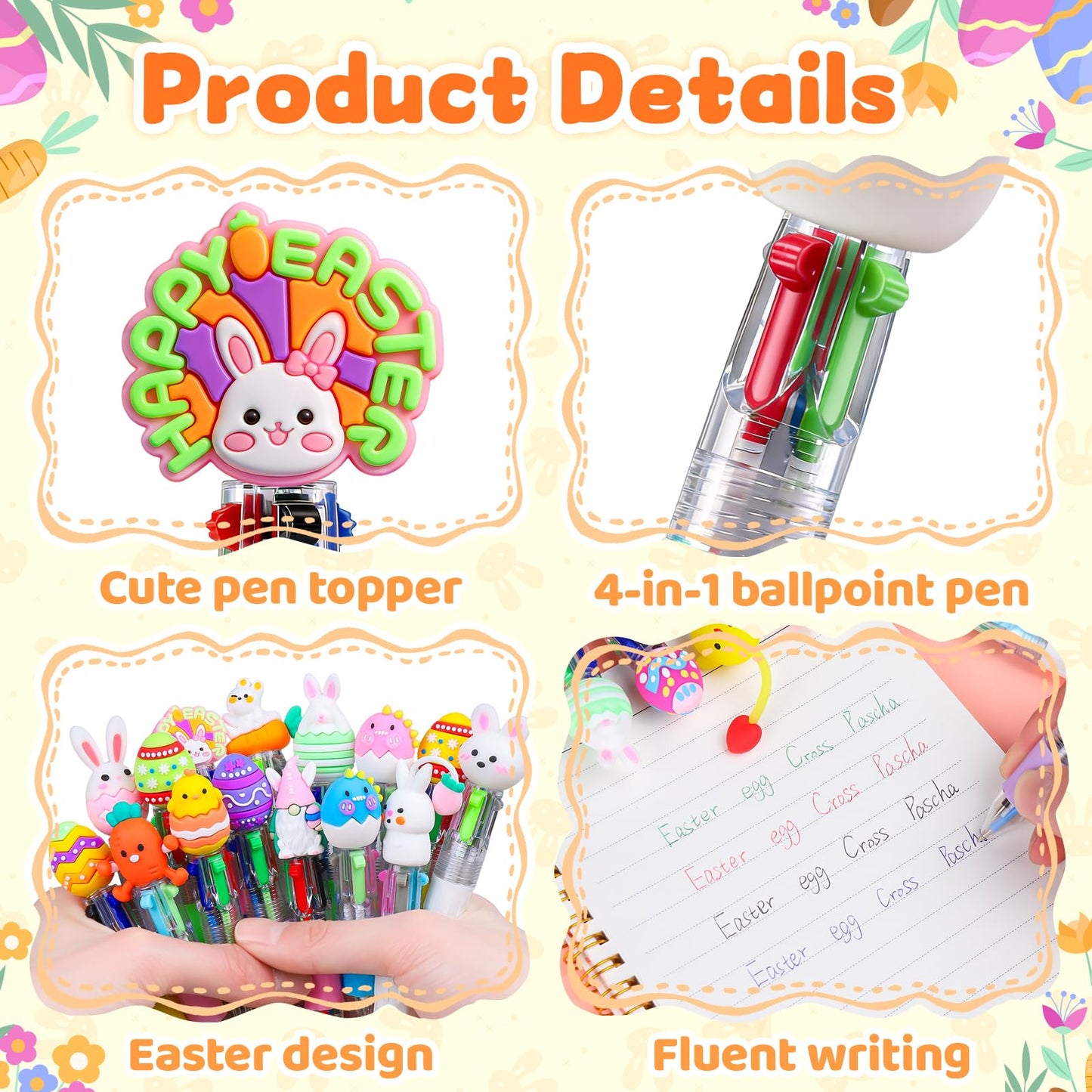 SZCECHRE 48 Pack Easter Eggs Bulk with Multicolor Pen in One - Easter Egg Fillers & Easter Party