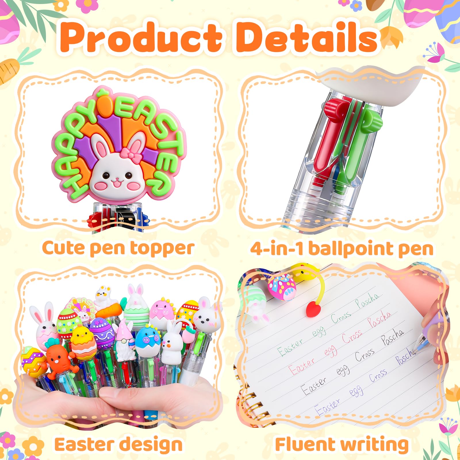 SZCECHRE 48 Pack Easter Eggs Bulk with Multicolor Pen in One - Easter Egg Fillers & Easter Party