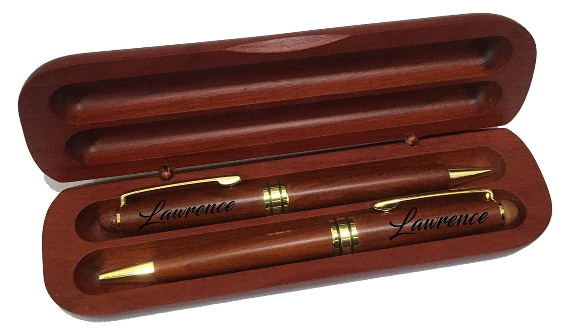 Sofia's Findings Engraved/Personalized Rosewood Two Pen Gift Set