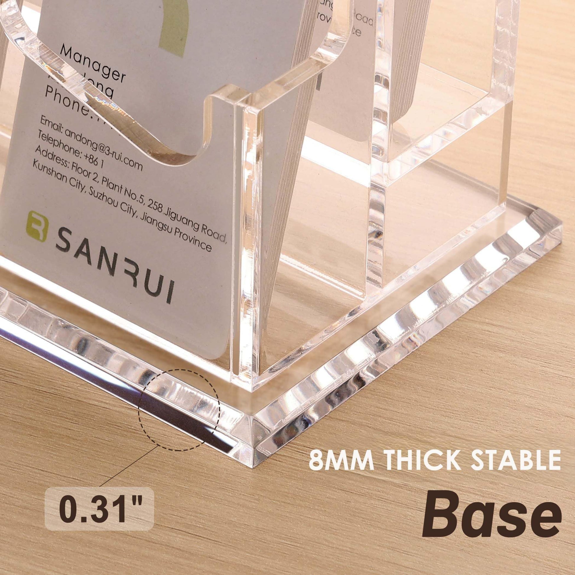 SANRUI Acrylic Vertical Business Card Holder for Desk, 4 Tier 16 Slot
