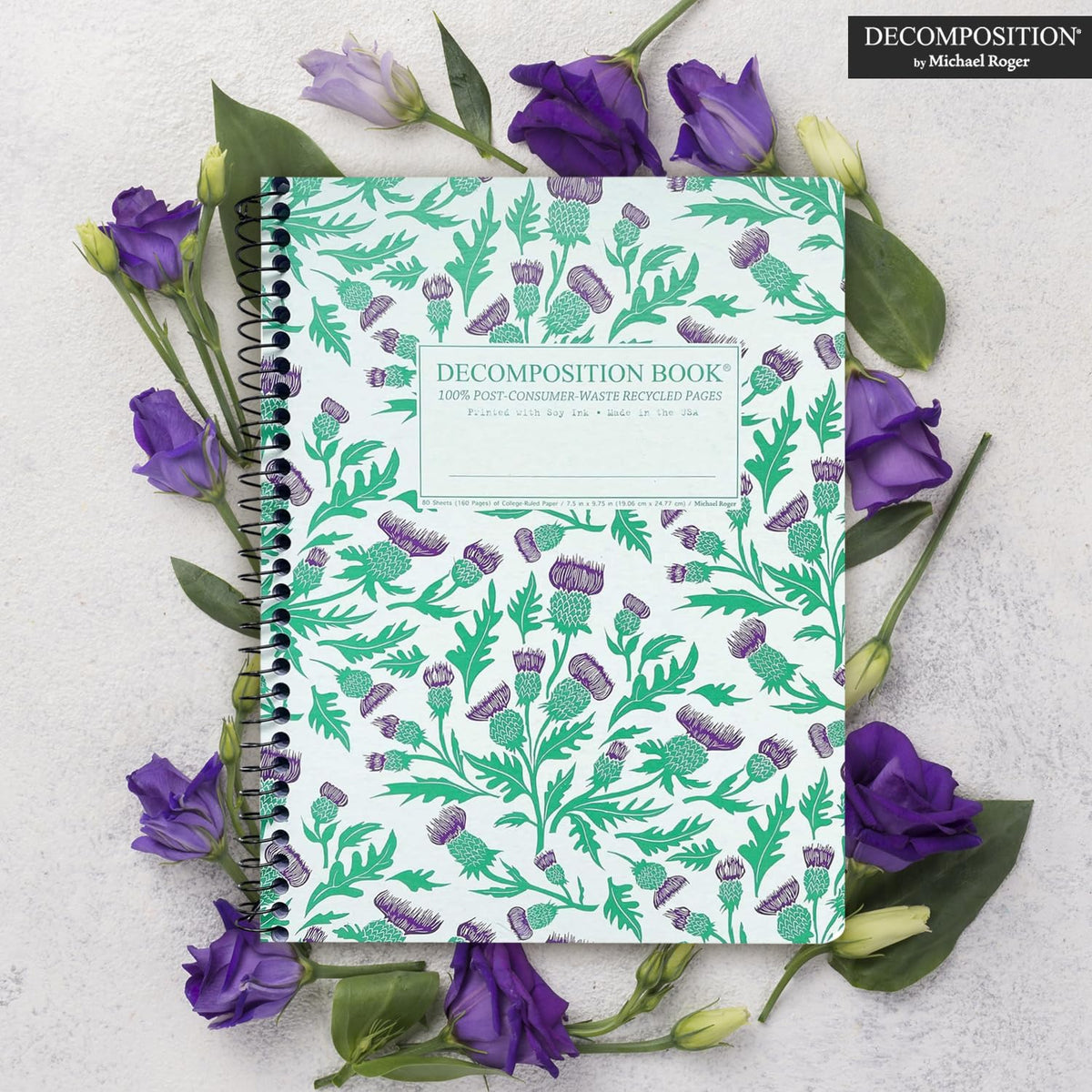 Decomposition Thistles College Ruled Spiral Notebook - 9.75 x 7.5 Journal with 160 Lined Pages